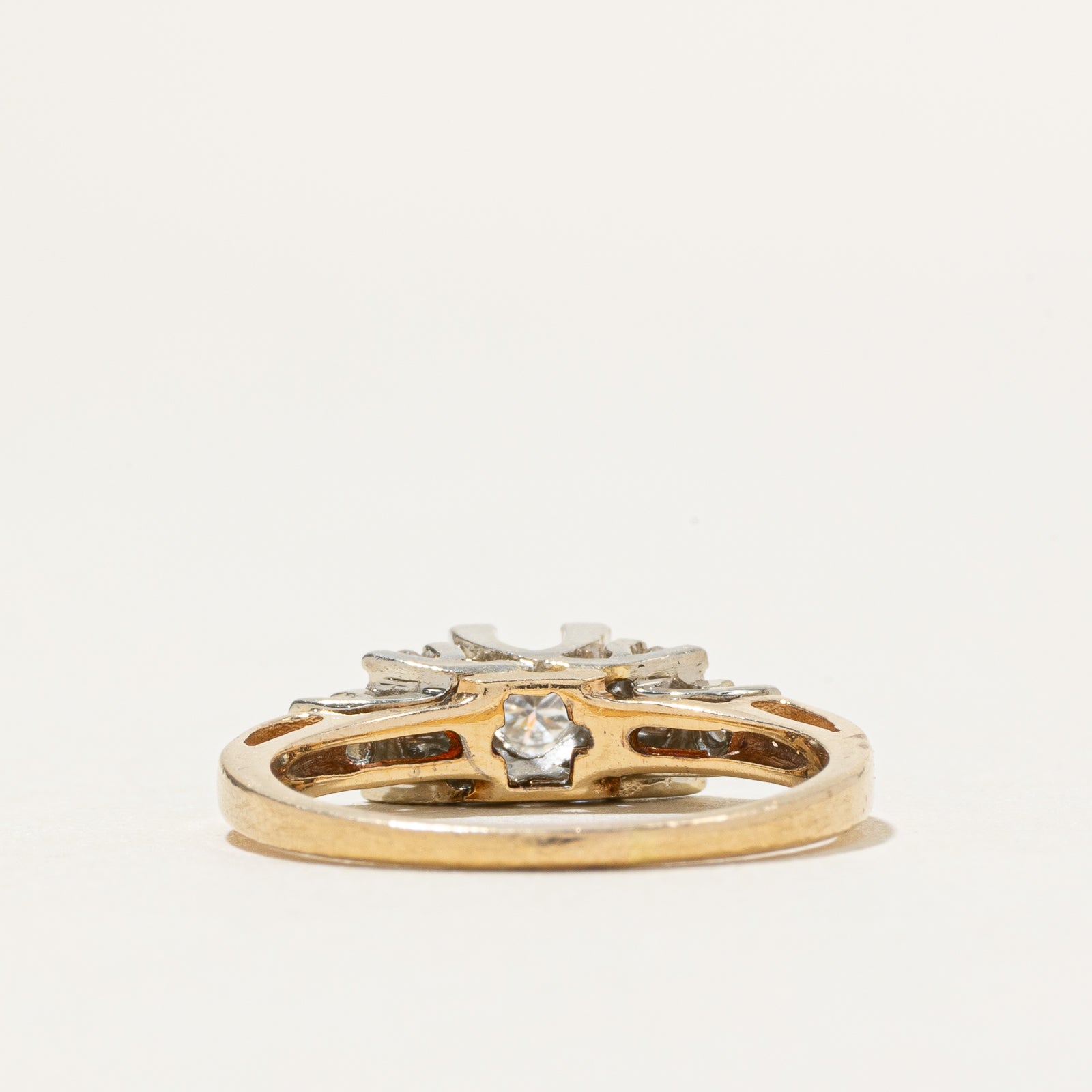 14k Two Tone Gold Vintage Diamond Ring | 0.27ctw | SZ 6.5