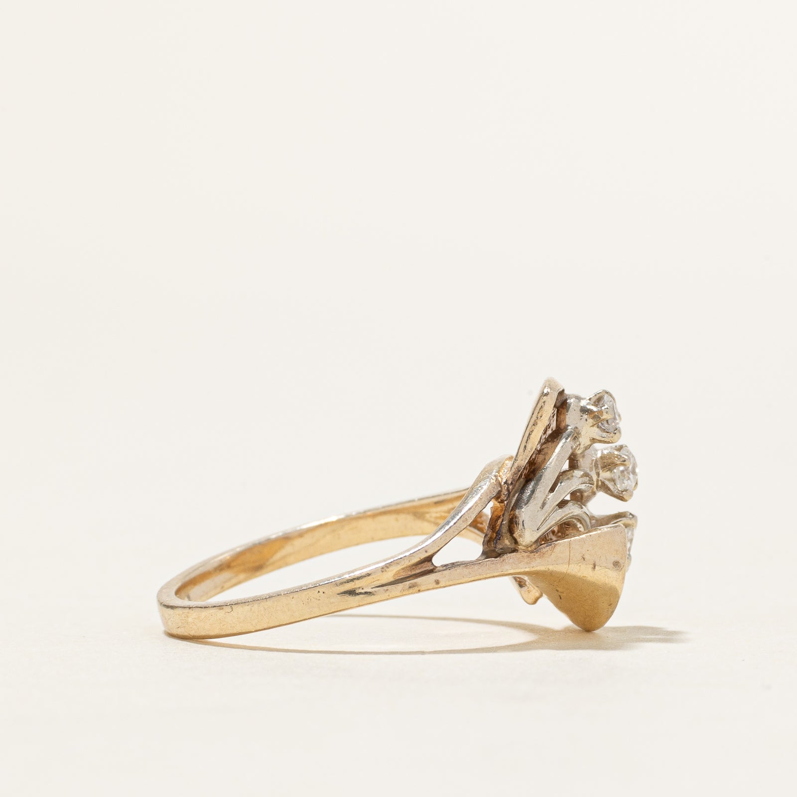 14k Two Tone Diamond Calla Lily Ring | 0.18ctw | SZ 6