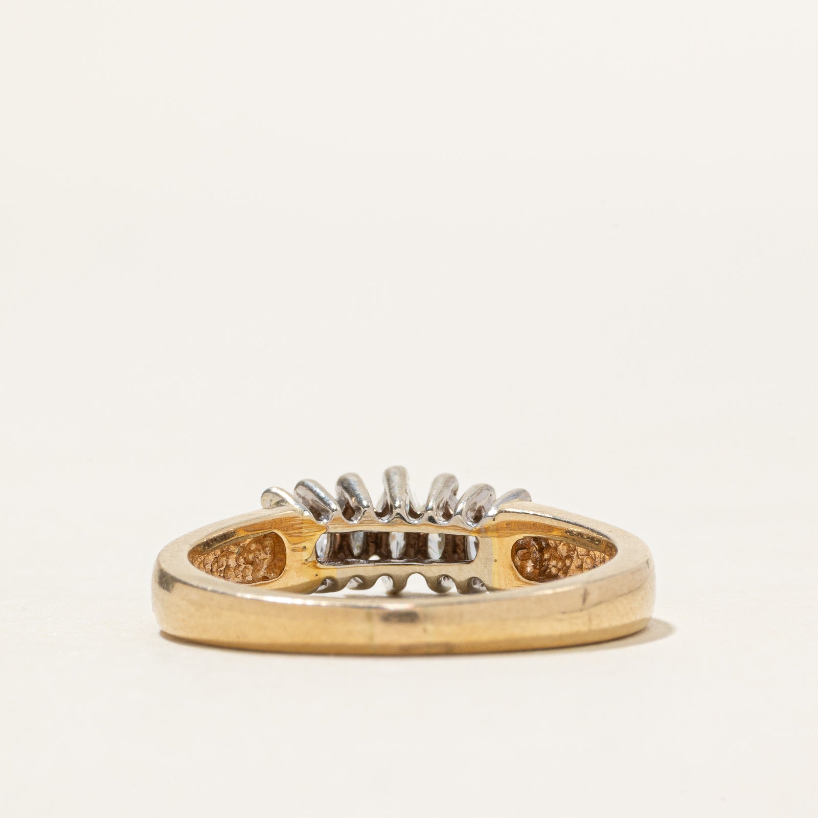 14k Marquise Cut Diamond Grooved Ring | 0.35ctw | SZ 7.75