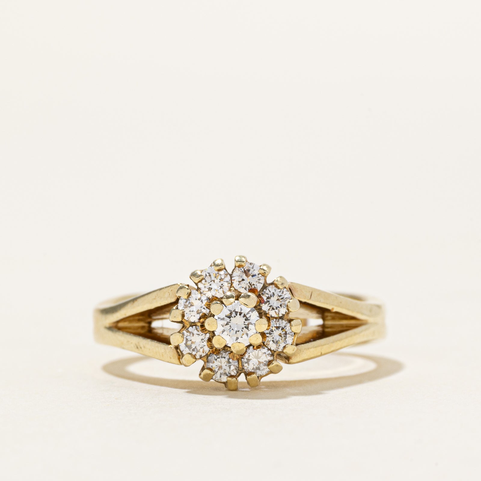 14k Cluster Diamond Split Shank Ring | 0.33ctw | SZ 6.25