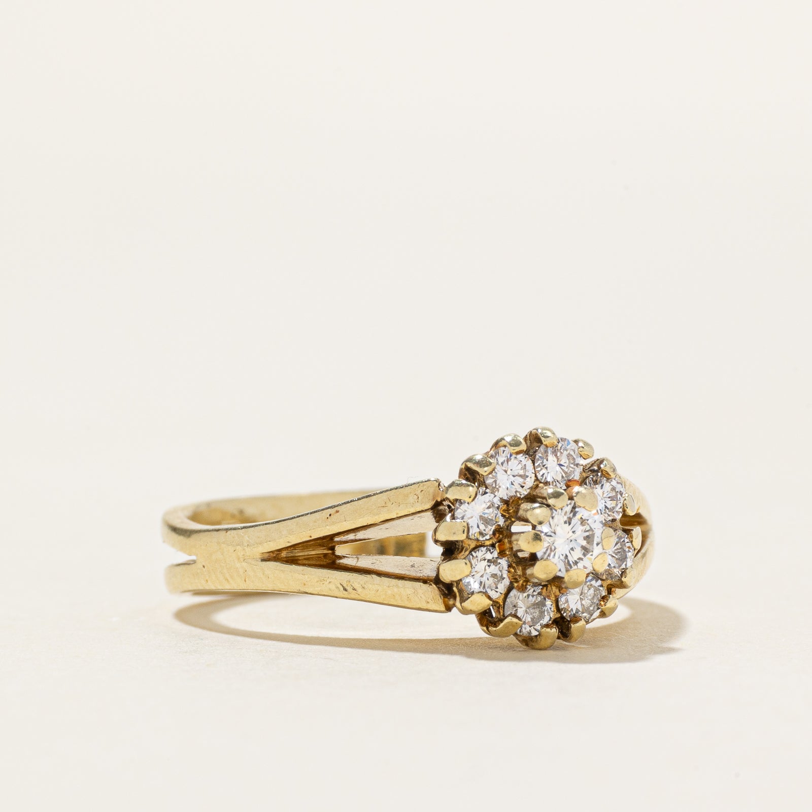 14k Cluster Diamond Split Shank Ring | 0.33ctw | SZ 6.25