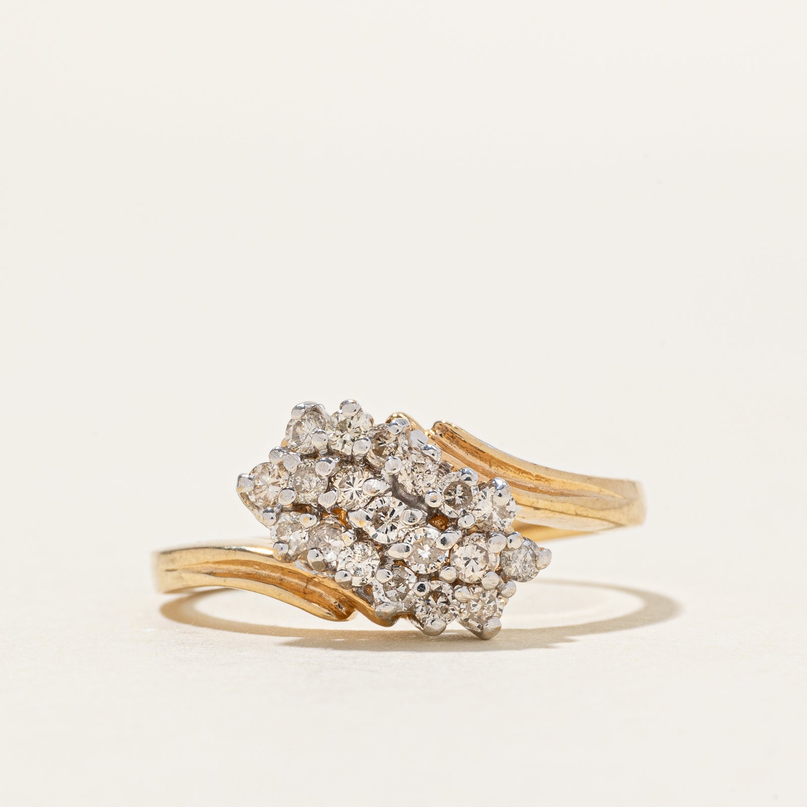 14k Diamond Waterfall Bypass Ring | 0.38ctw | SZ 7