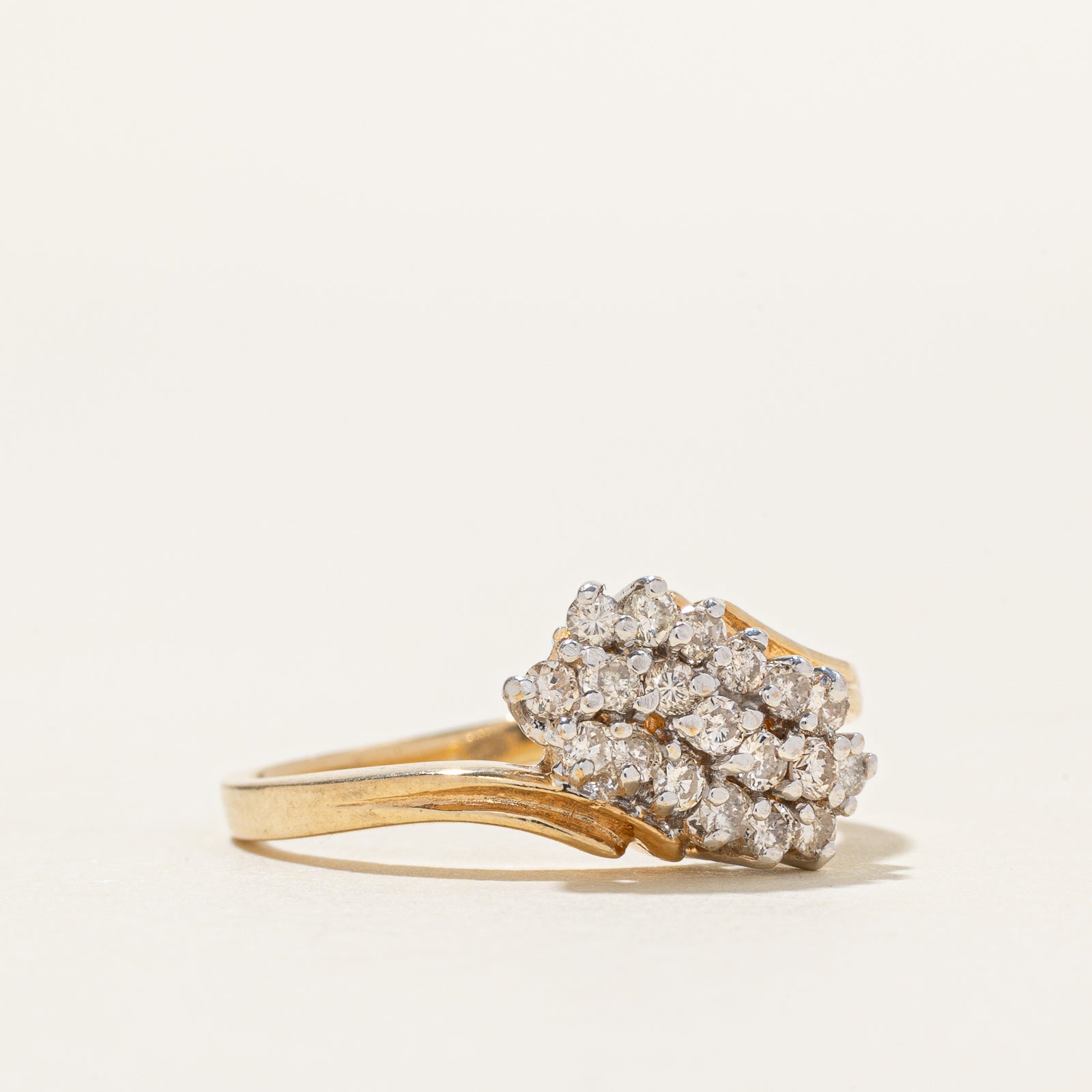 14k Diamond Waterfall Bypass Ring | 0.38ctw | SZ 7