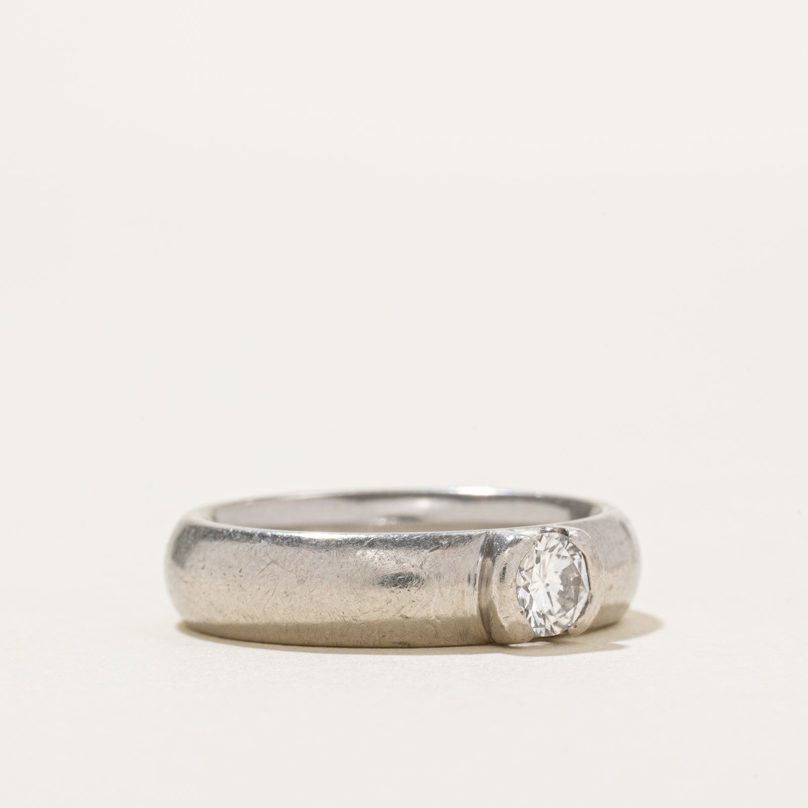 Platinum Semi Bezel Set Diamond Band | 0.31ct | 5mm | SZ 6