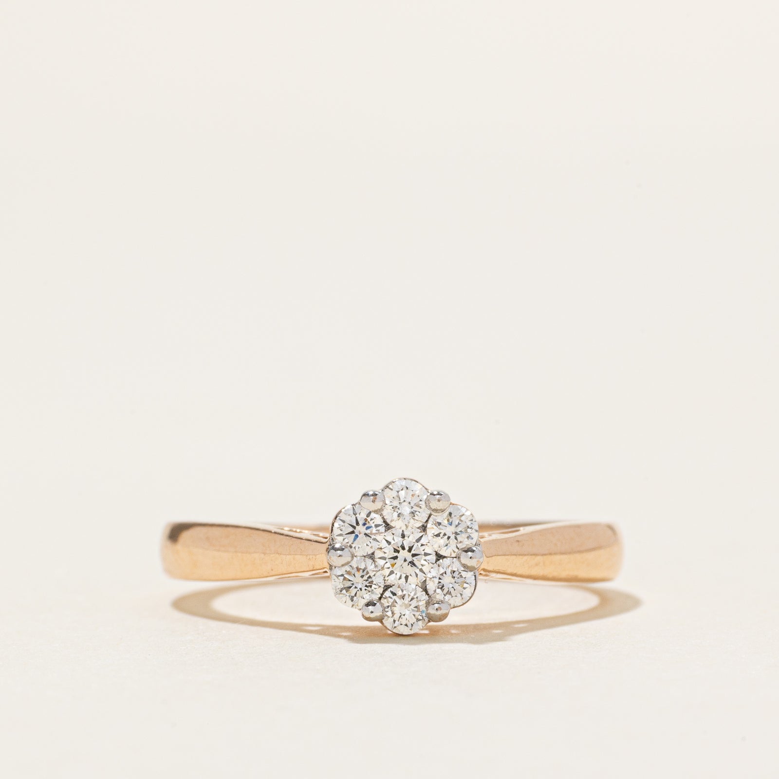 18k Cluster Diamond Cathedral Ring | 0.23ctw | SZ 5.75