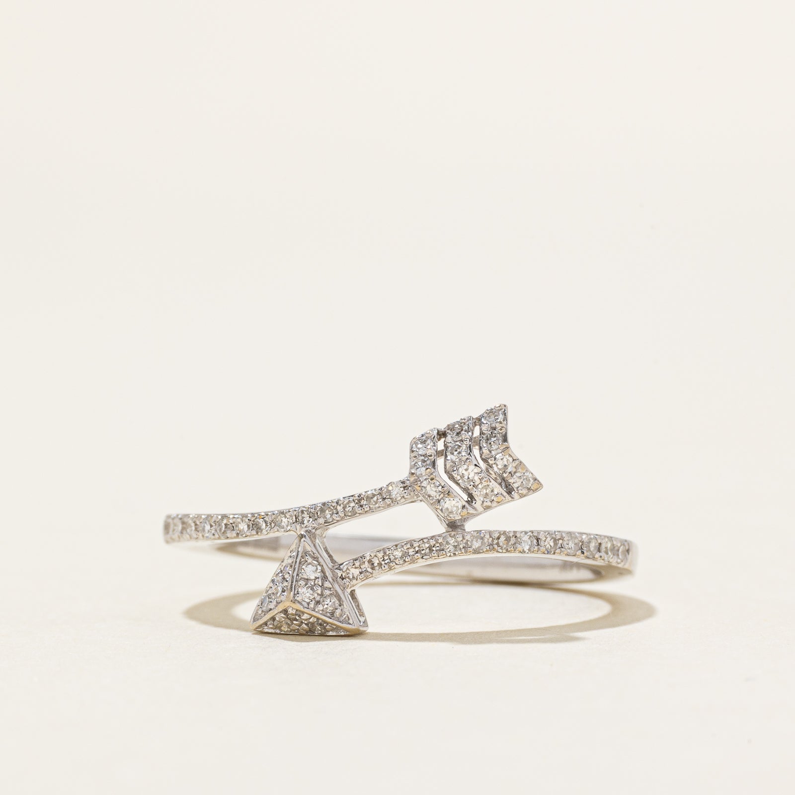'Effy' 14k Pavé Set Diamond Arrow Bypass Ring | 0.24ctw | SZ 7