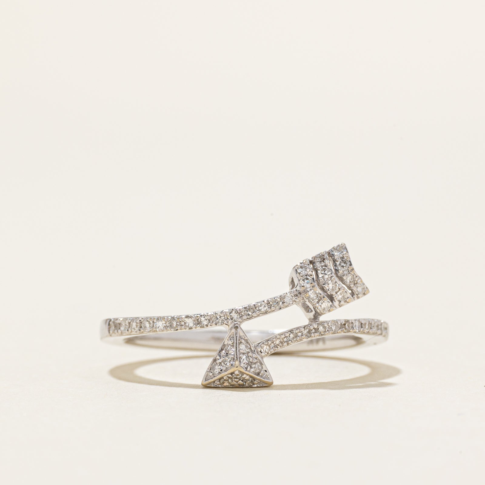 'Effy' 14k Pavé Set Diamond Arrow Bypass Ring | 0.24ctw | SZ 7