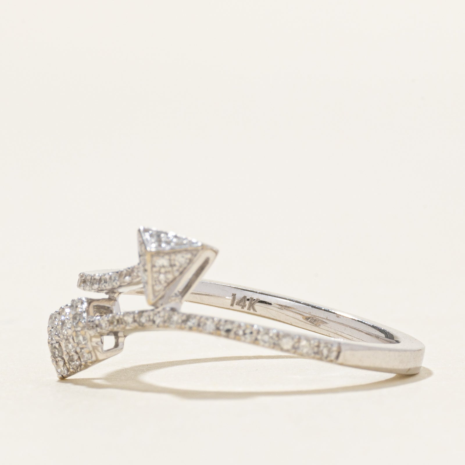 'Effy' 14k Pavé Set Diamond Arrow Bypass Ring | 0.24ctw | SZ 7