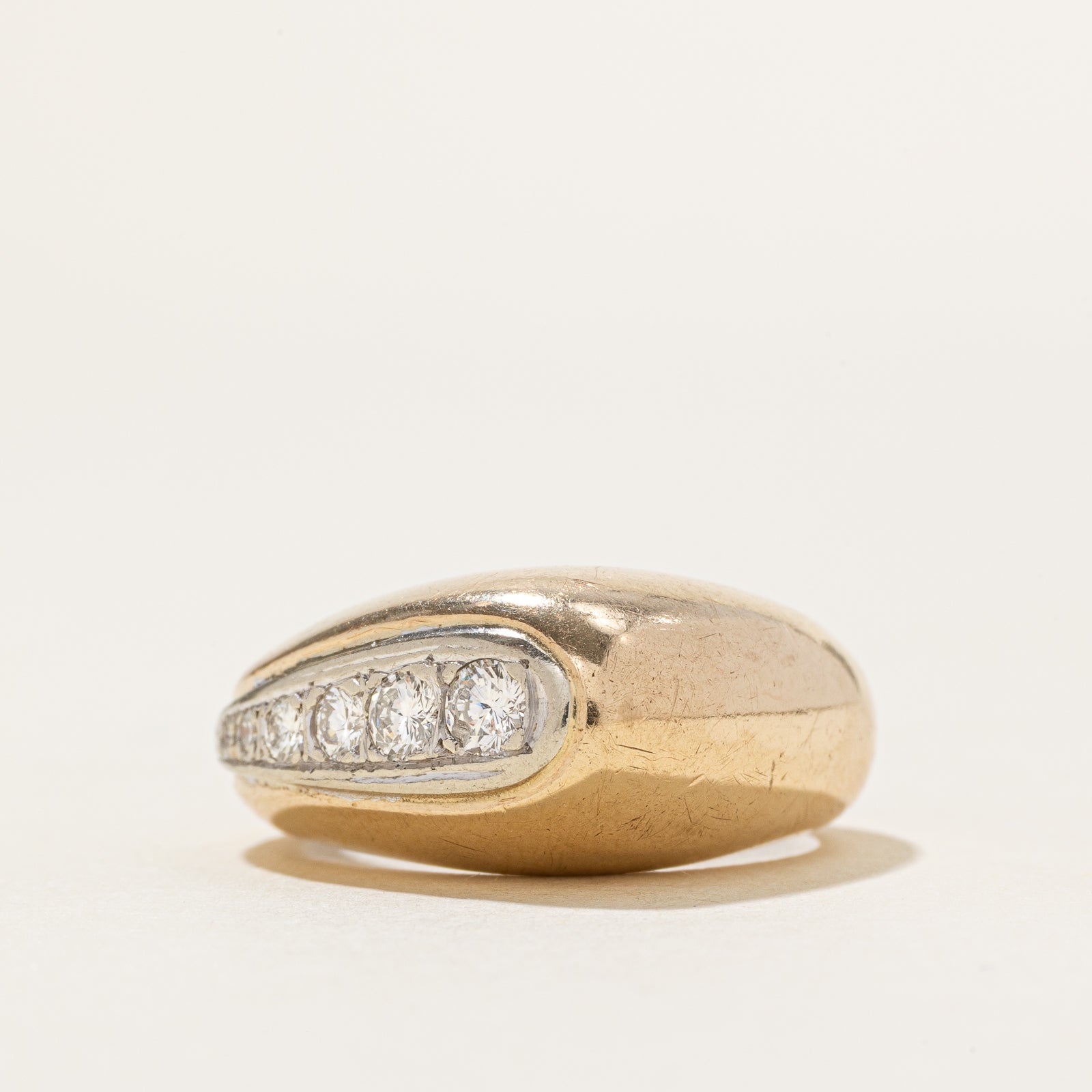 10k Diamond Angled Chunky Ring | 0.40ctw | SZ 7