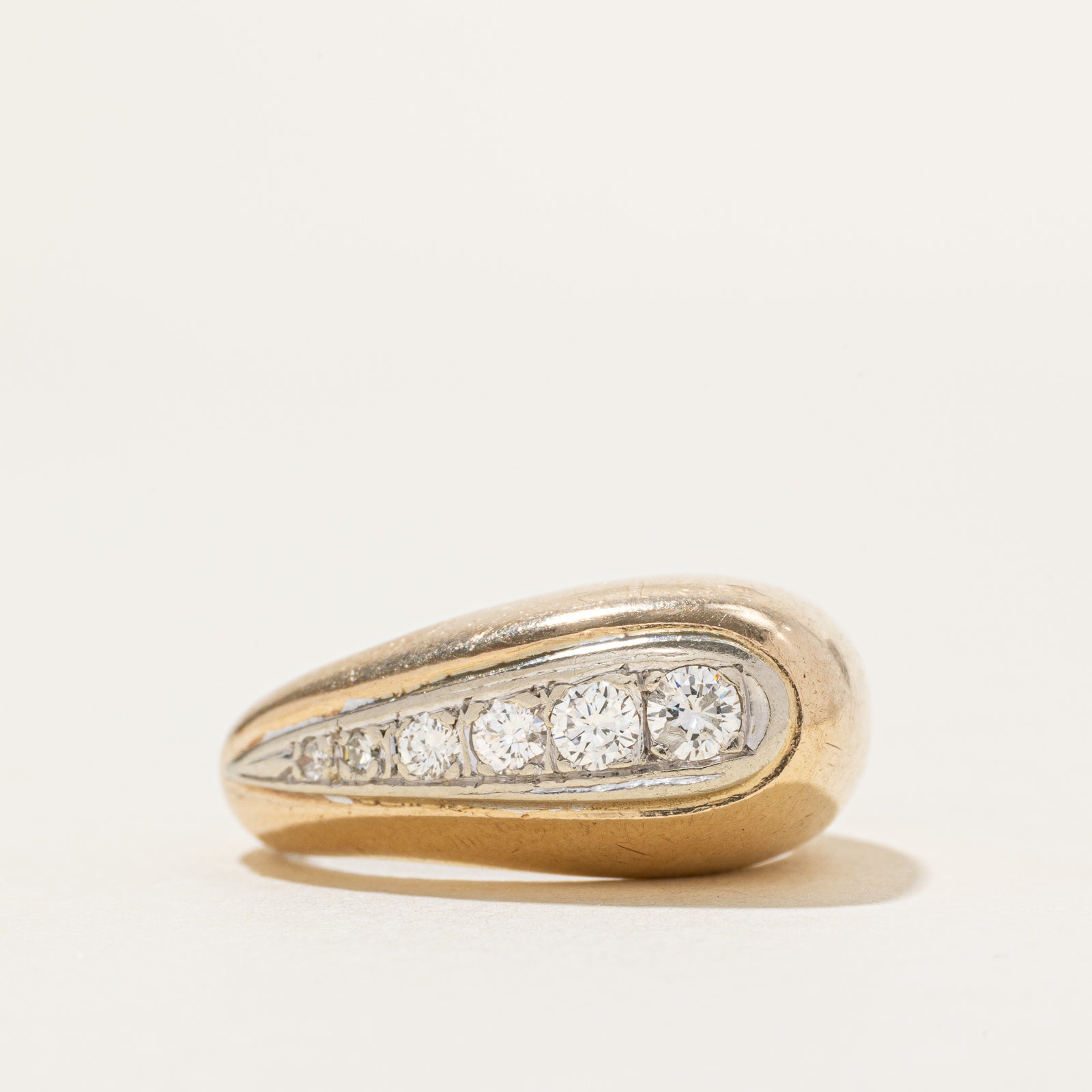 10k Diamond Angled Chunky Ring | 0.40ctw | SZ 7