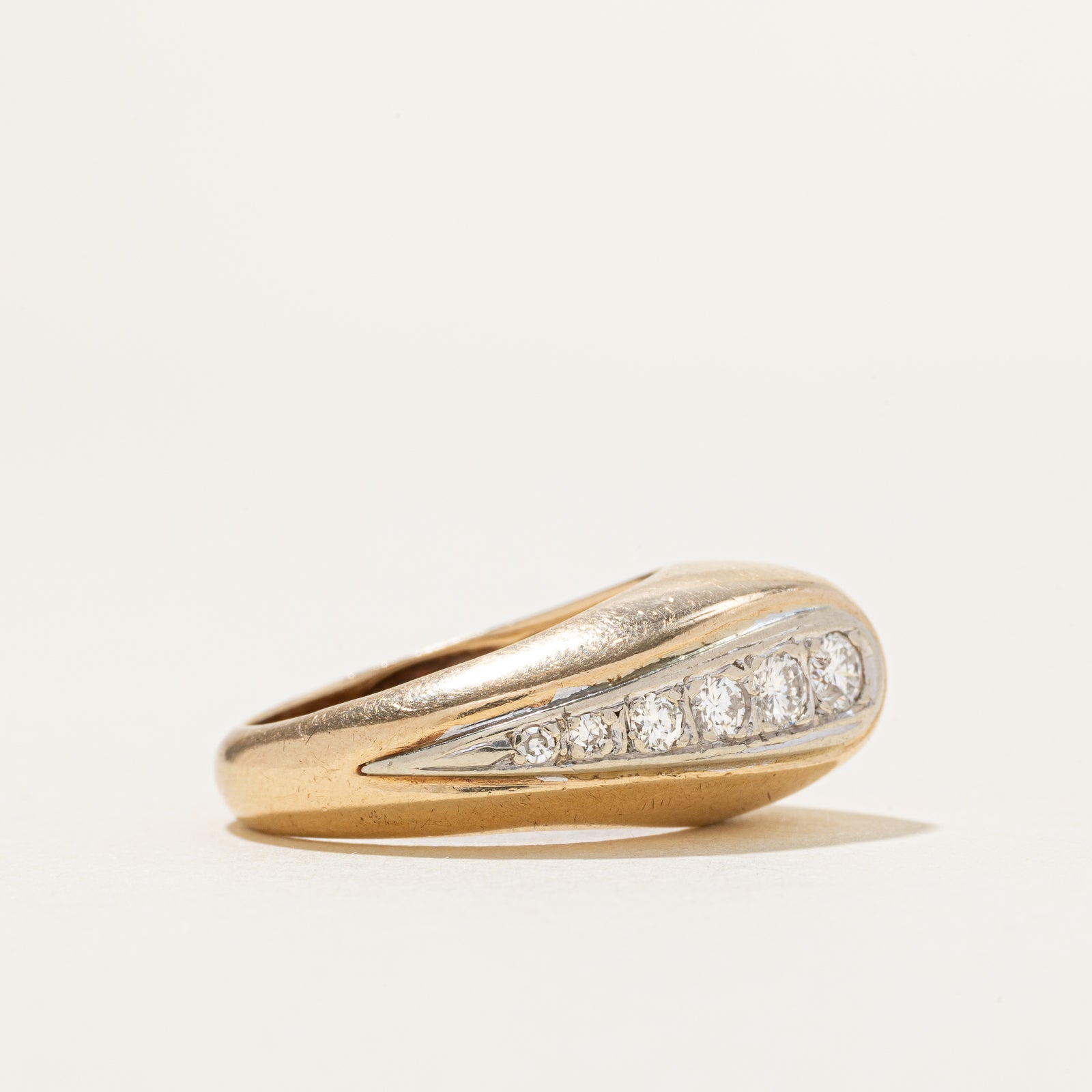 10k Diamond Angled Chunky Ring | 0.40ctw | SZ 7