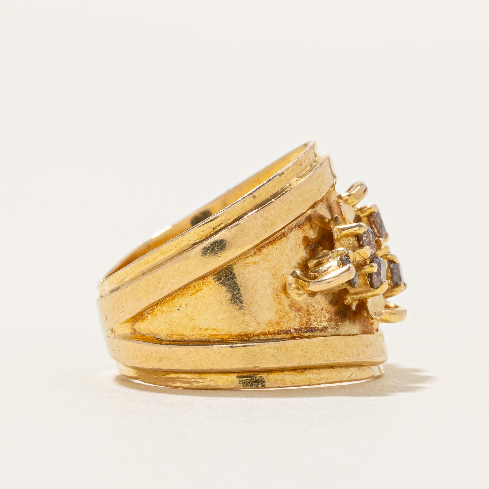 18k Diamond Floral Chunky Pinky Ring | 0.24ctw | SZ 2