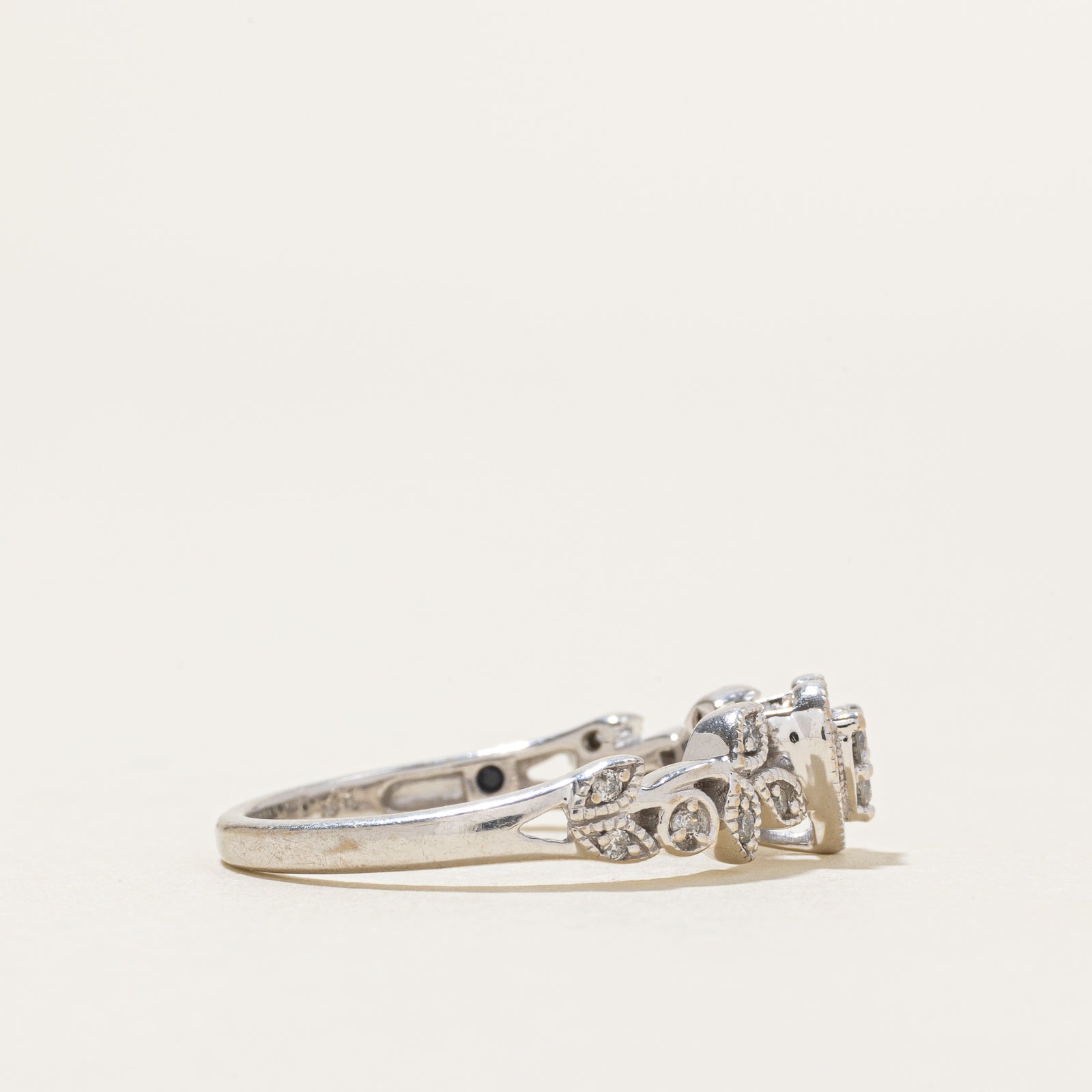 'Birks' 10k Diamond Milgrain Leafy Vine & Heart Ring | 0.12ctw | SZ 6