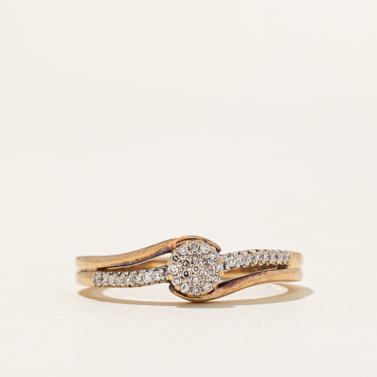 10k Diamond Cluster Bypass Ring | 0.09ctw | SZ 7
