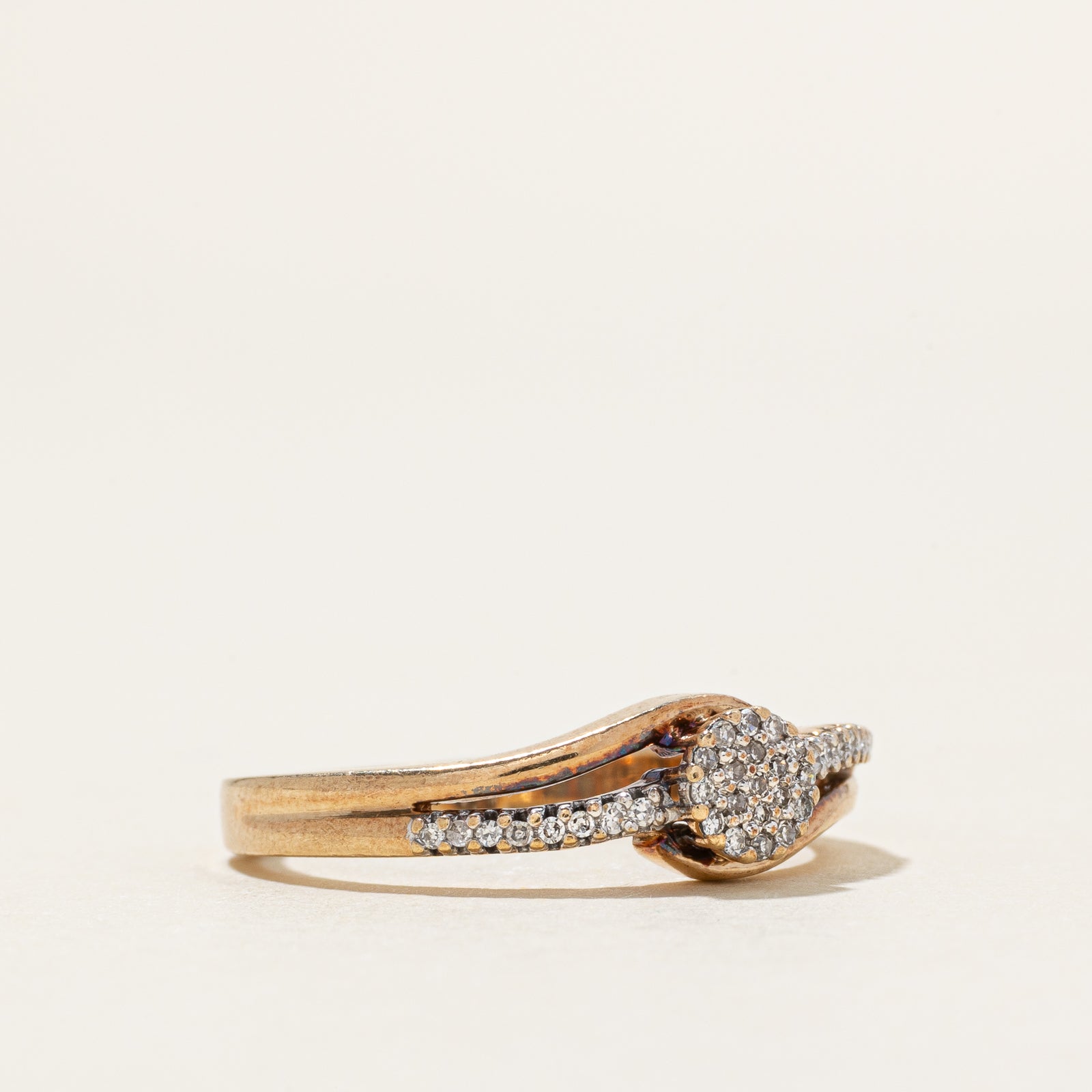 10k Diamond Cluster Bypass Ring | 0.09ctw | SZ 7
