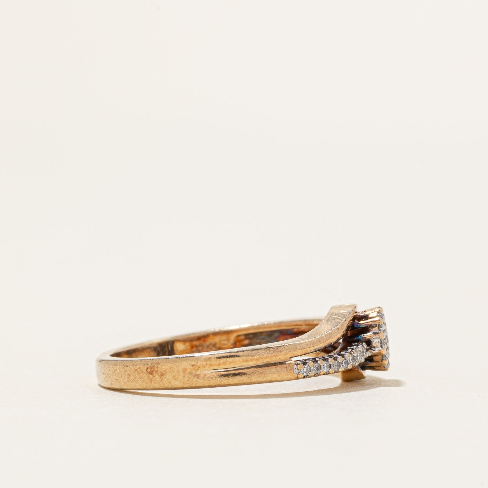 10k Diamond Cluster Bypass Ring | 0.09ctw | SZ 7