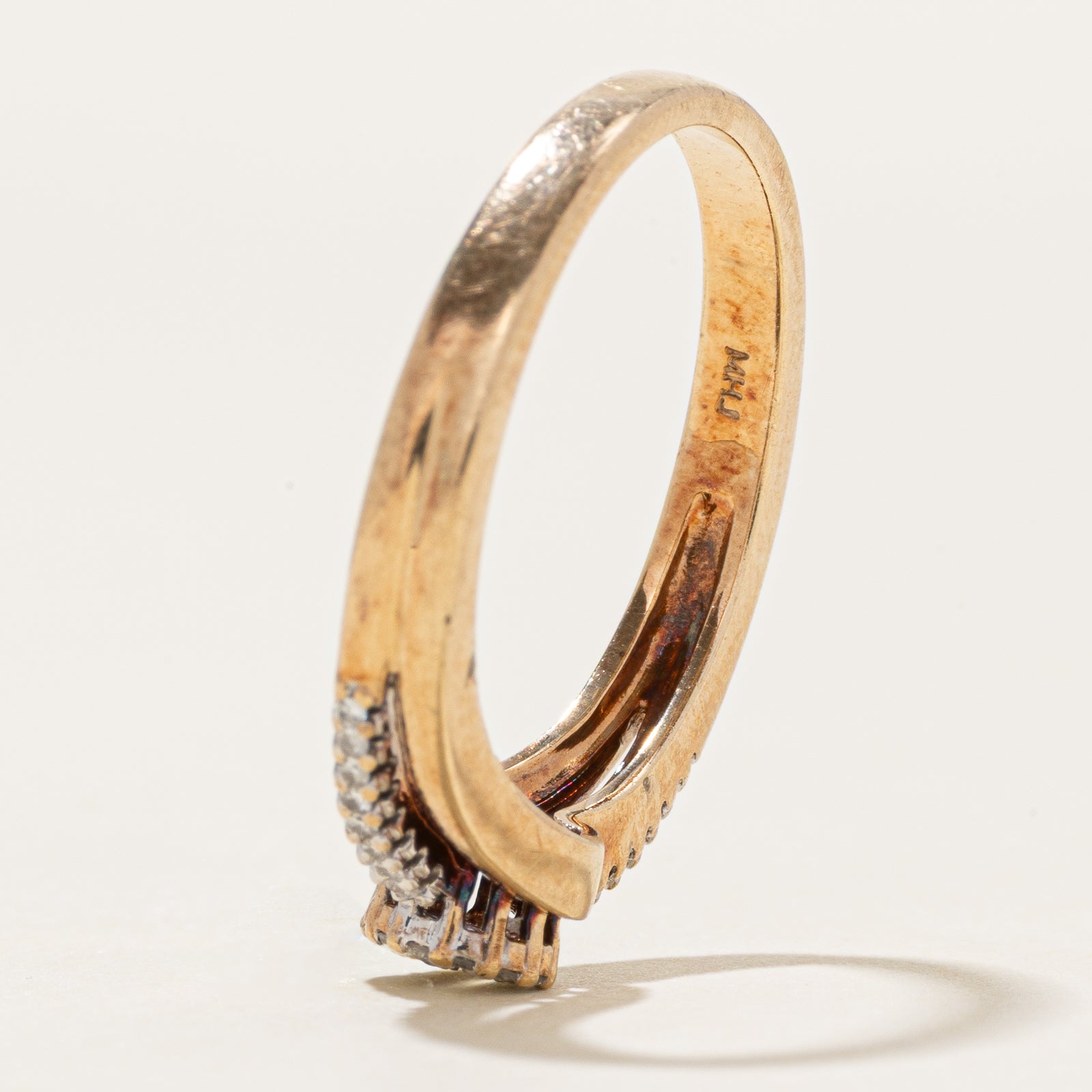 10k Diamond Cluster Bypass Ring | 0.09ctw | SZ 7