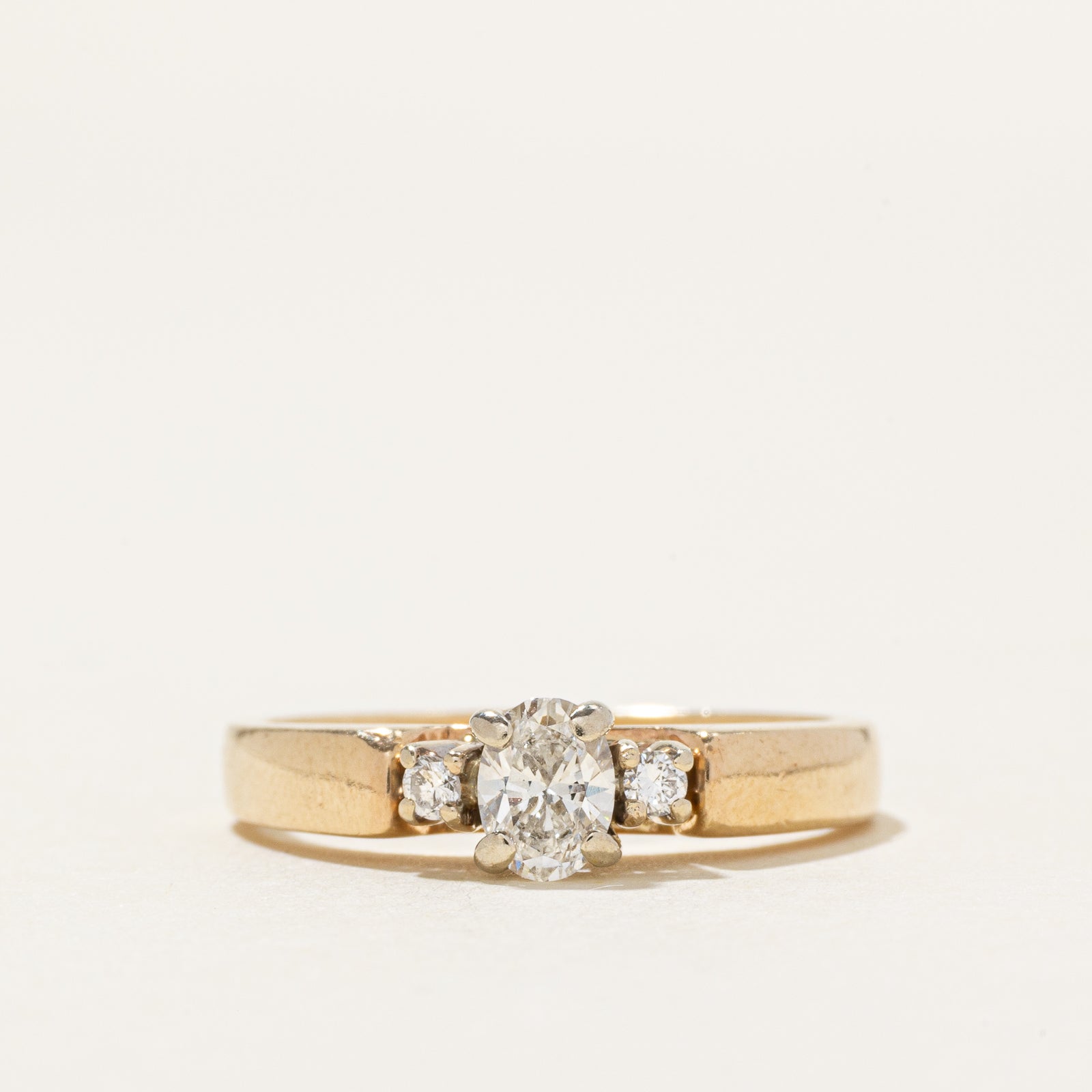 14k Three Stone Basket Set Diamond Ring | 0.32ctw | SZ 5