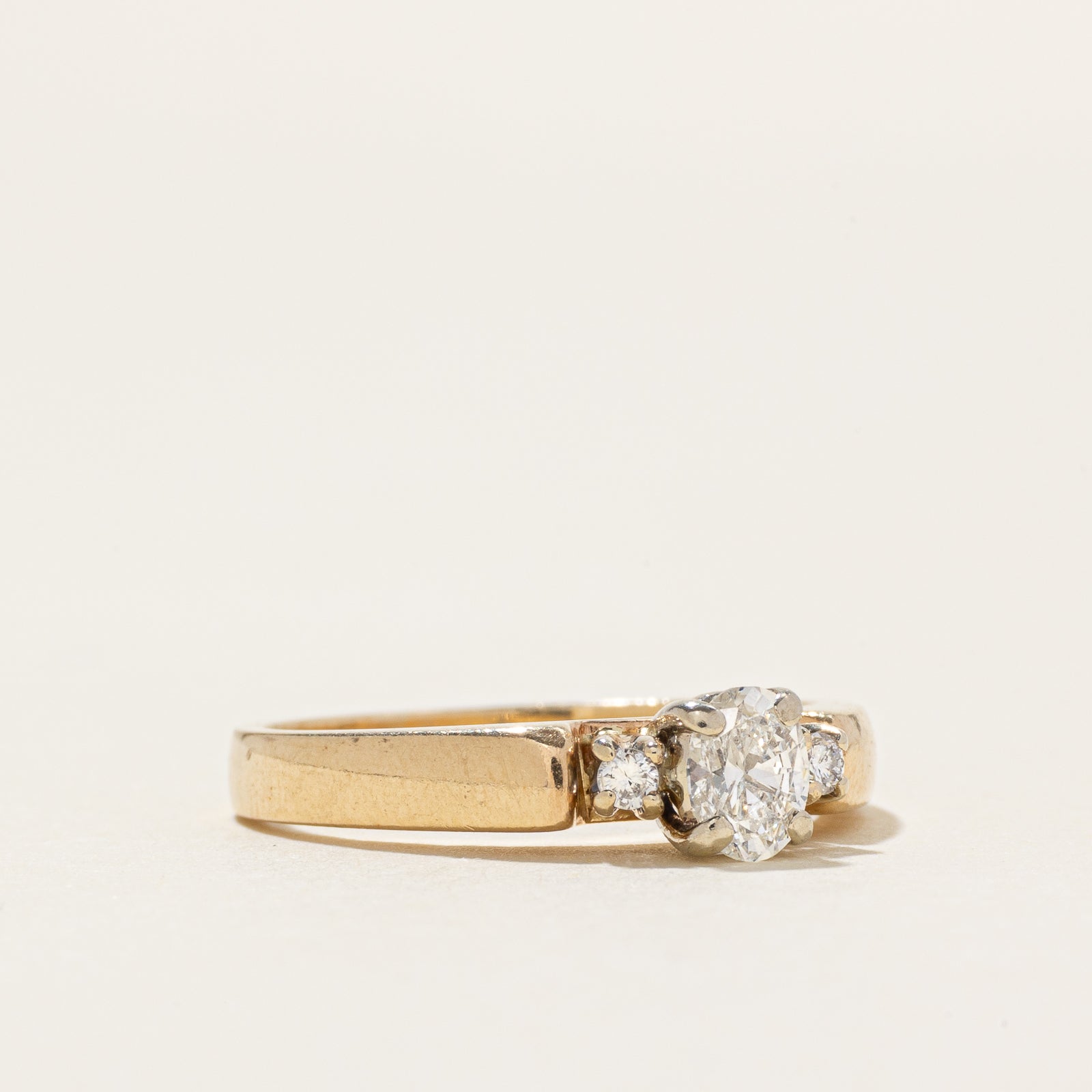 14k Three Stone Basket Set Diamond Ring | 0.32ctw | SZ 5