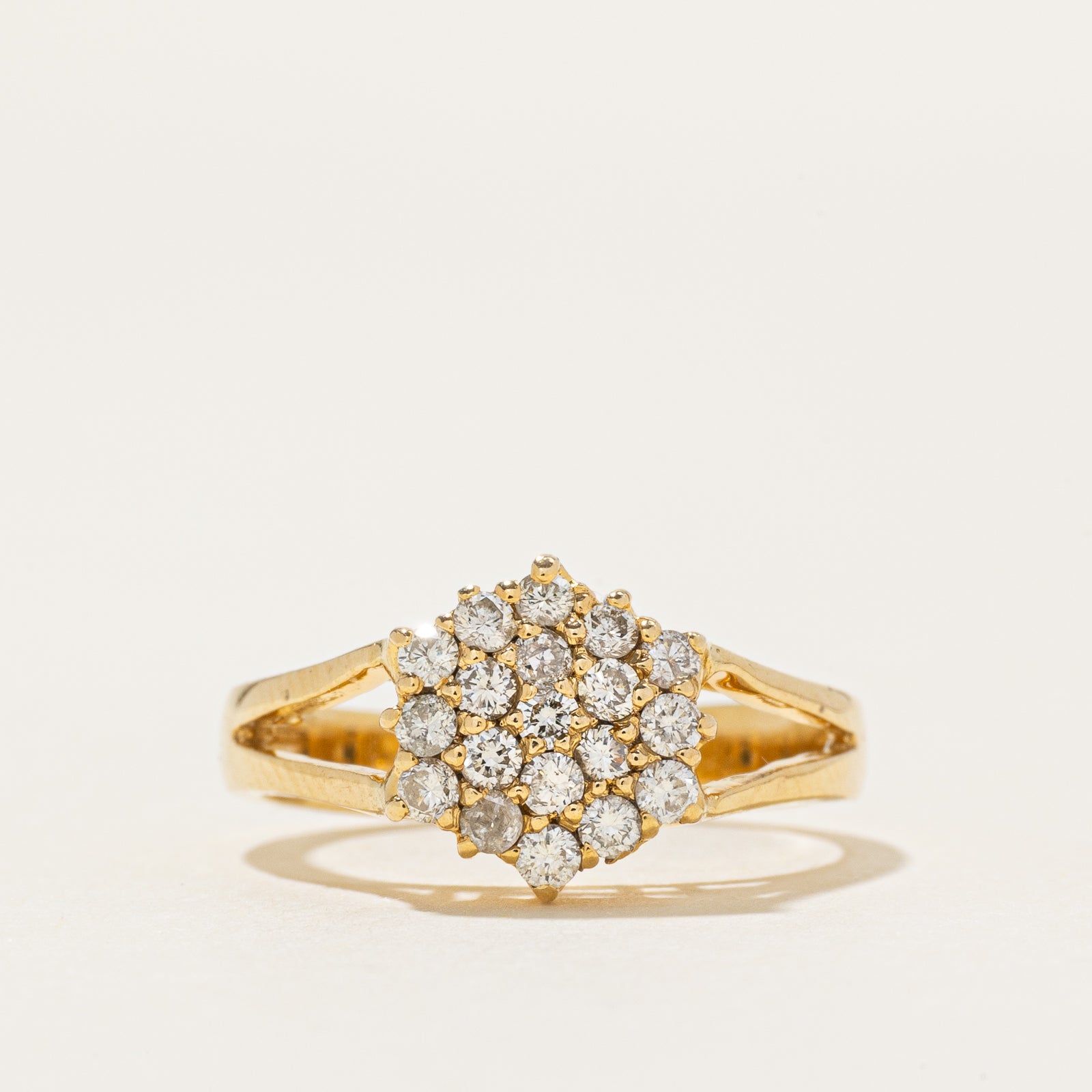14k Diamond Hexagon Cluster Open Shank Ring | 0.30ctw | SZ 3.75