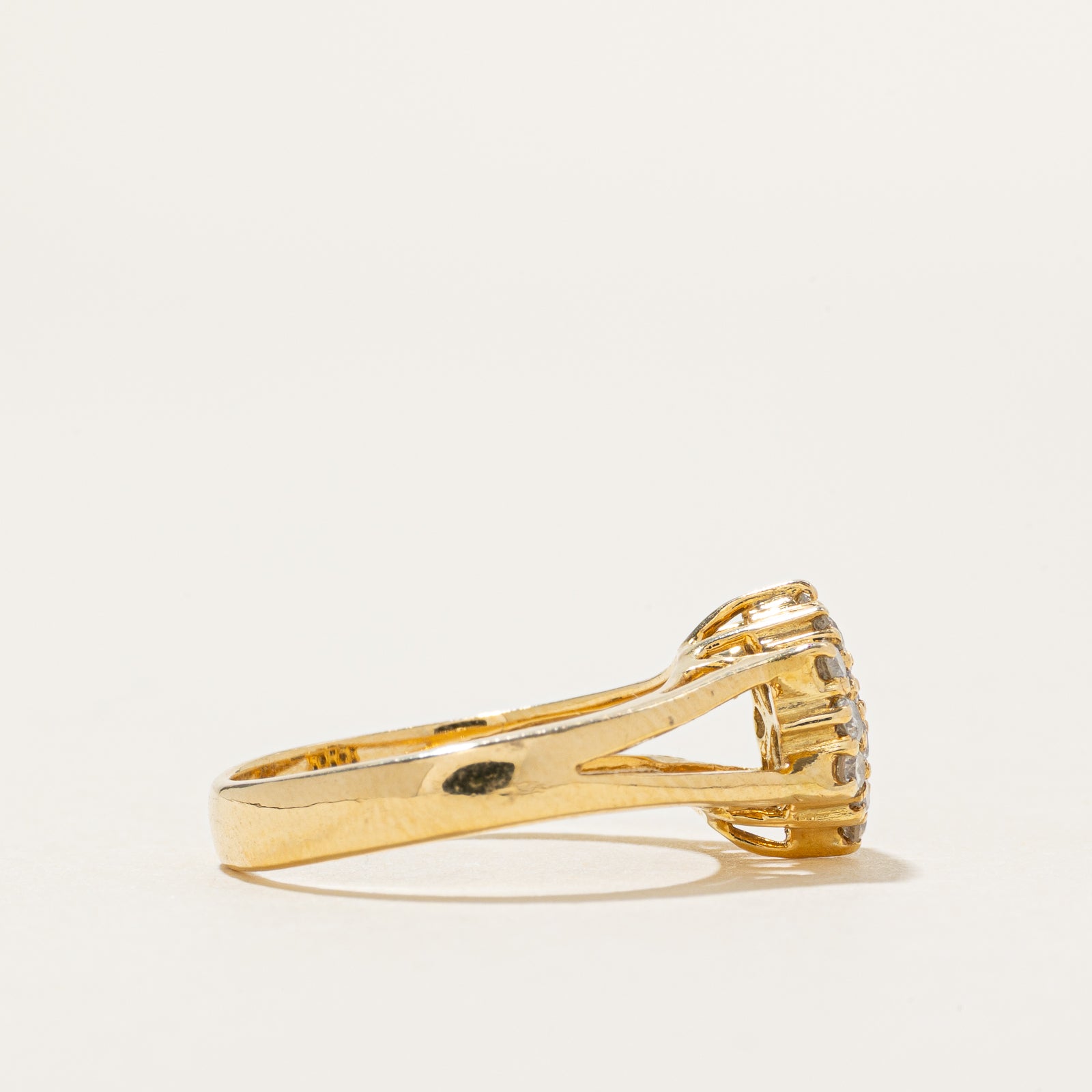 14k Diamond Hexagon Cluster Open Shank Ring | 0.30ctw | SZ 3.75