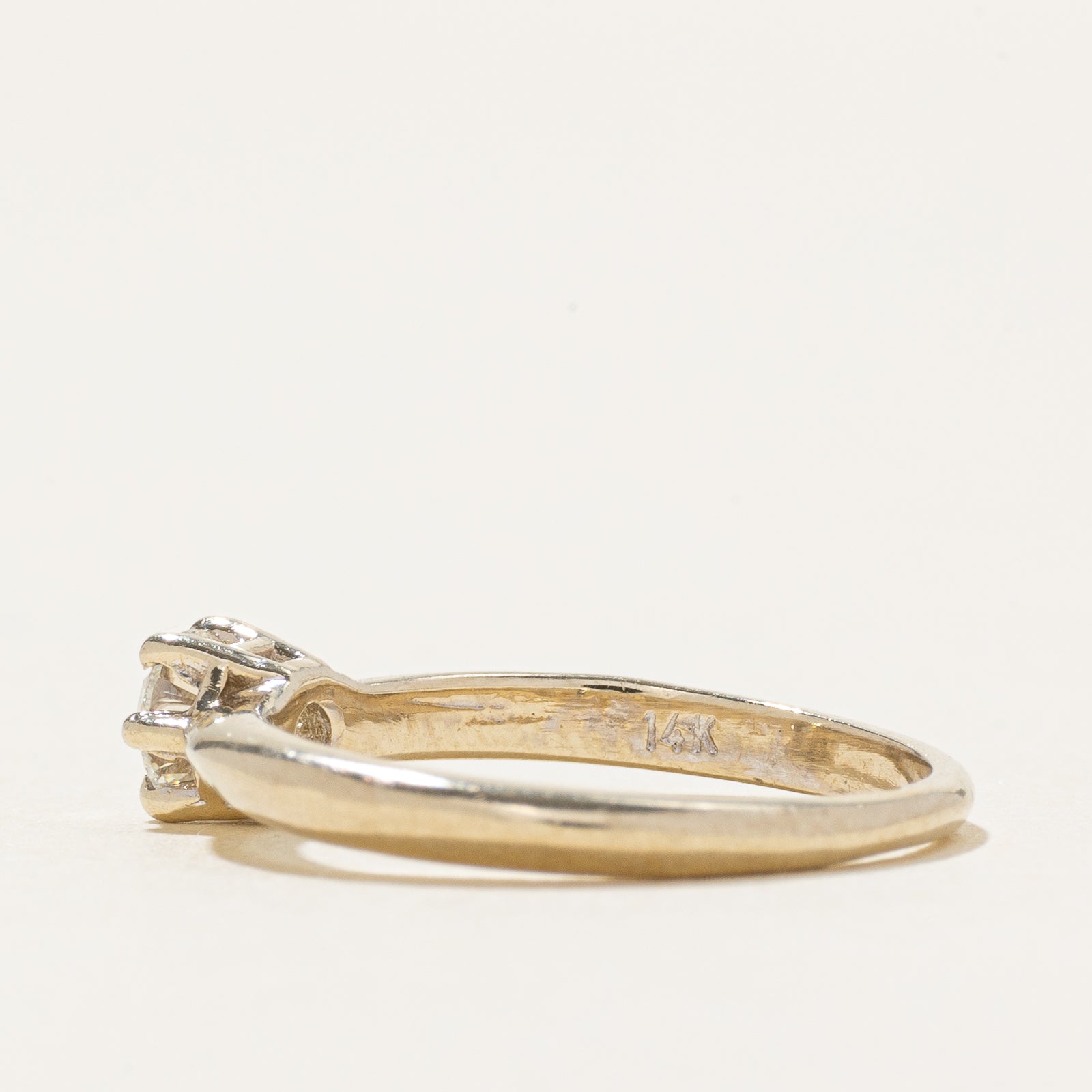 14k Basket Set Solitaire Diamond Ring | 0.24ct | SZ 3.75