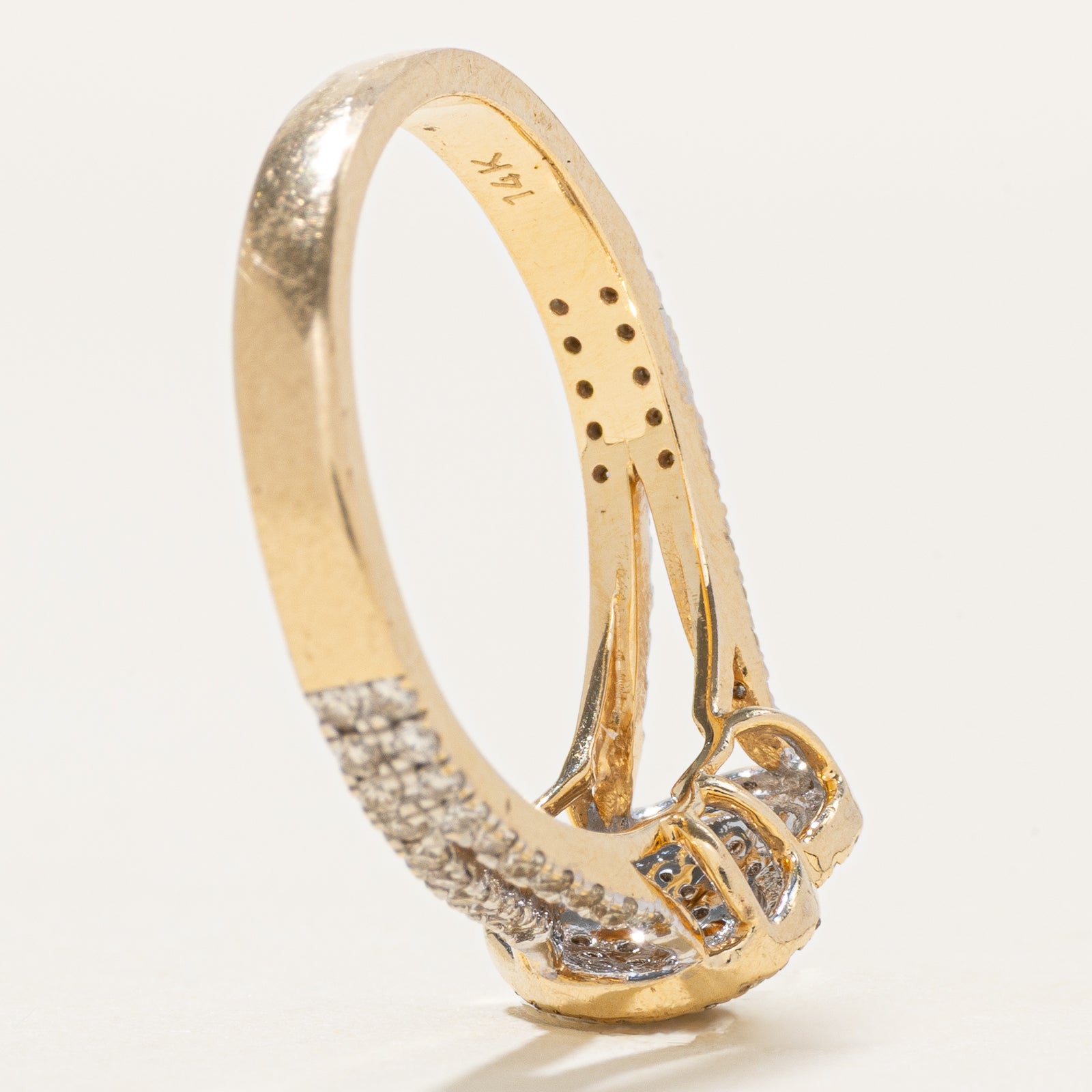 14k Diamond Heart Cluster Open Shank Ring | 0.25ctw | SZ 6.75