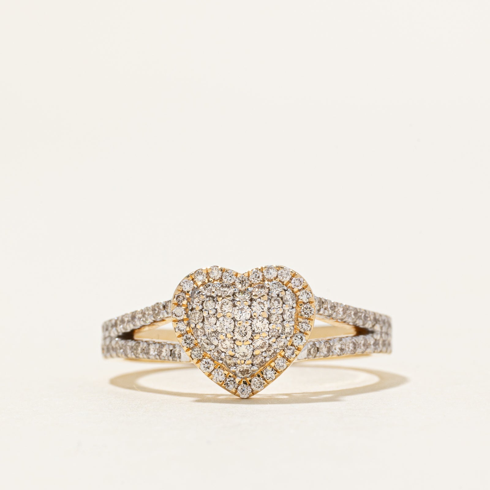 14k Diamond Heart Cluster Open Shank Ring | 0.25ctw | SZ 6.75