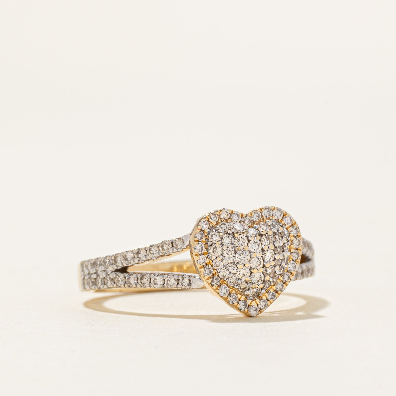 14k Diamond Heart Cluster Open Shank Ring | 0.25ctw | SZ 6.75