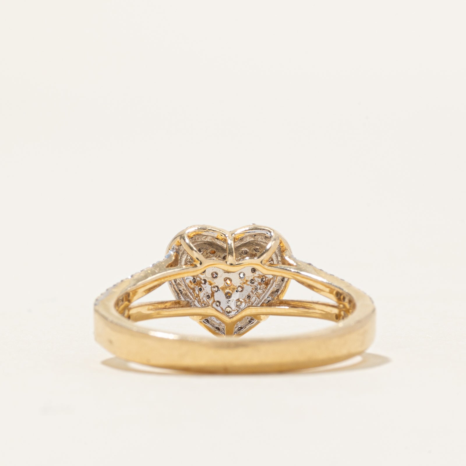 14k Diamond Heart Cluster Open Shank Ring | 0.25ctw | SZ 6.75