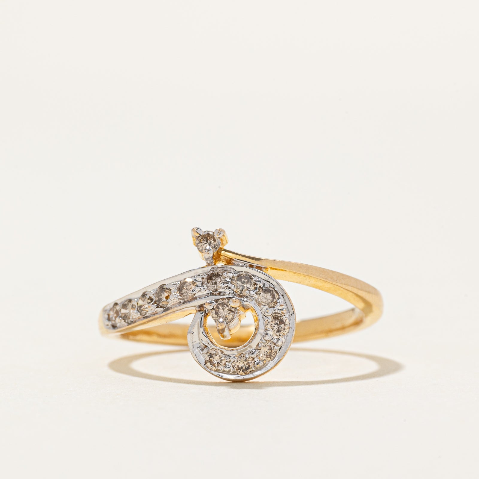 18k Diamond Swirl Bypass Ring | 0.28ctw | SZ 7