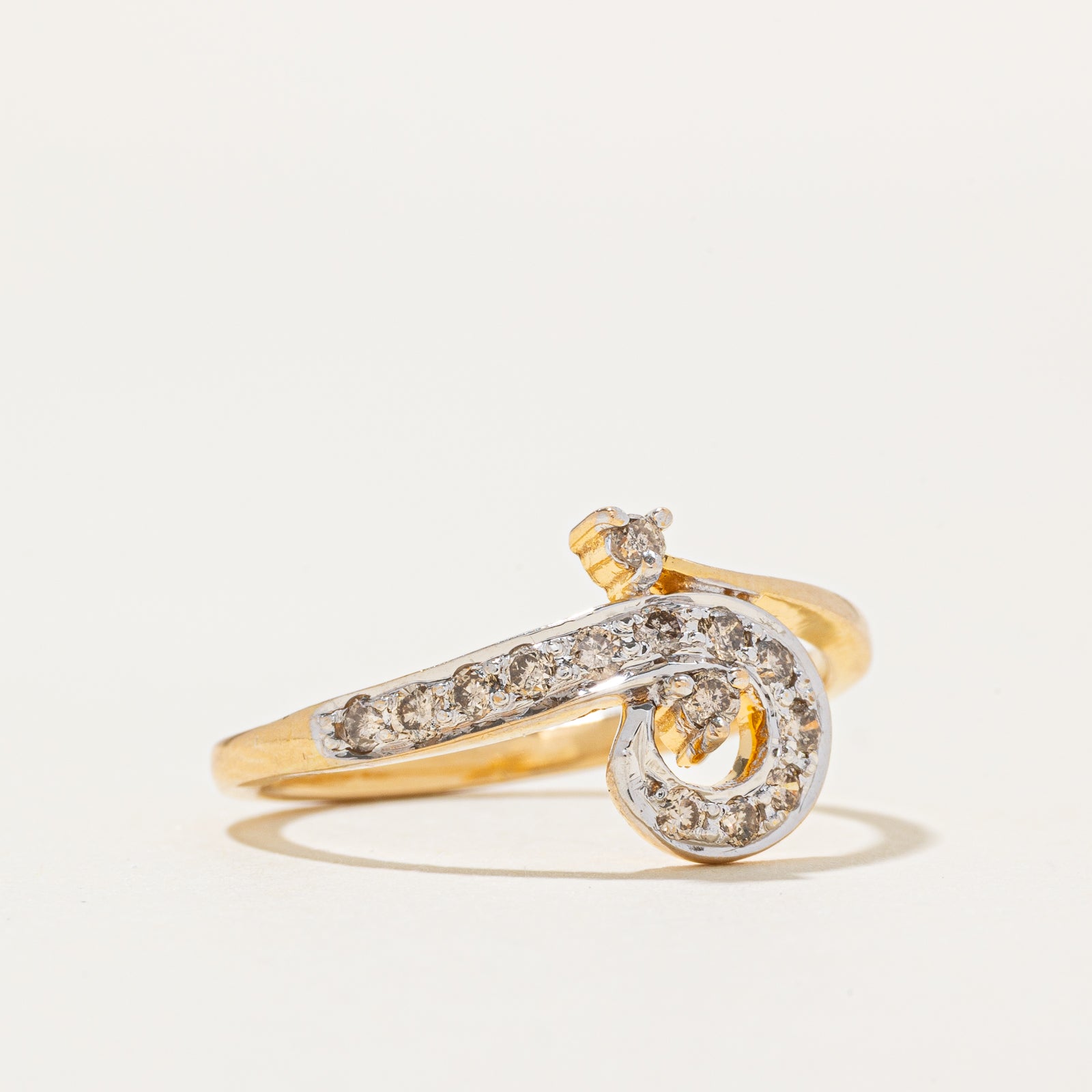 18k Diamond Swirl Bypass Ring | 0.28ctw | SZ 7