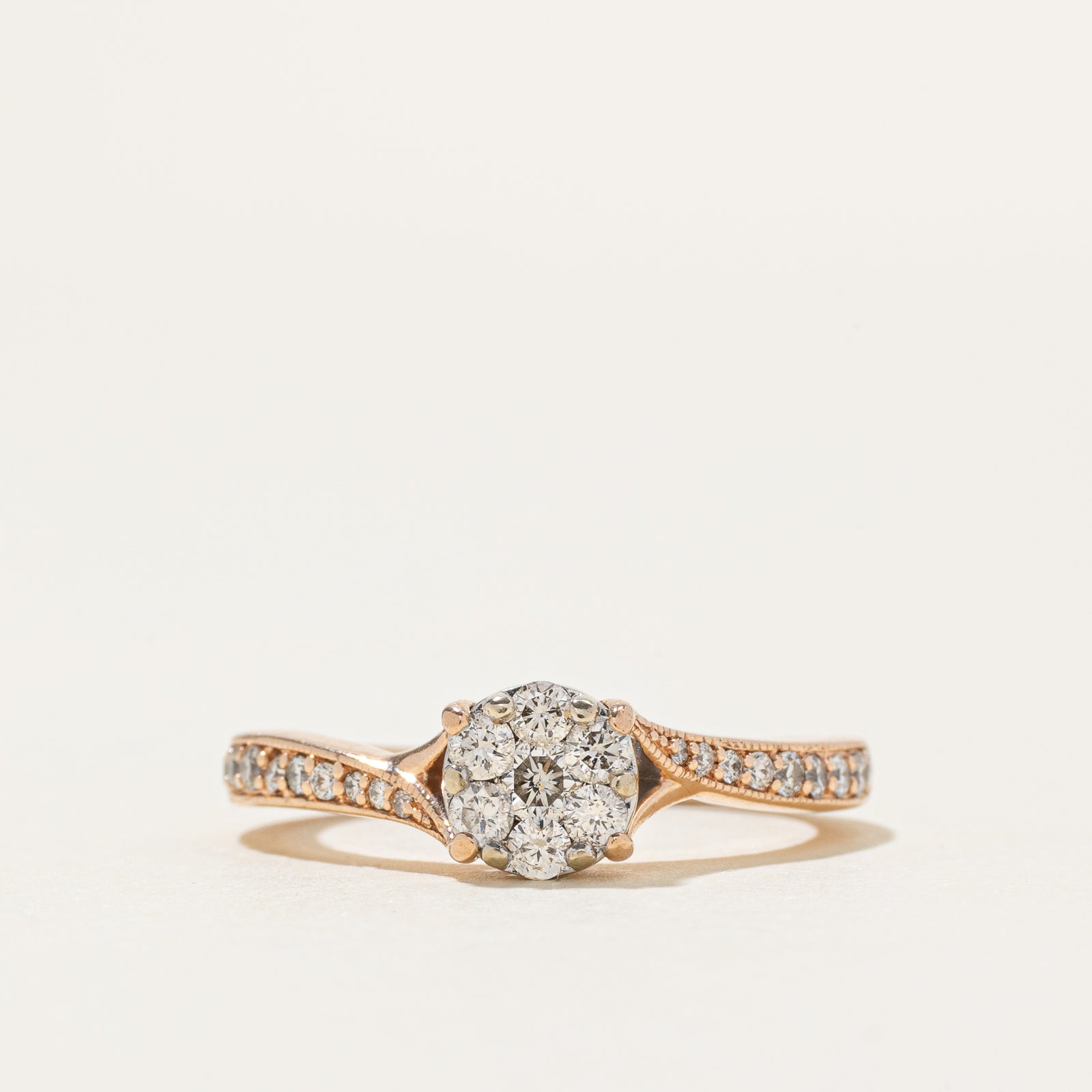 10k Diamond Cluster Bypass Ring | 0.42ctw | SZ 6