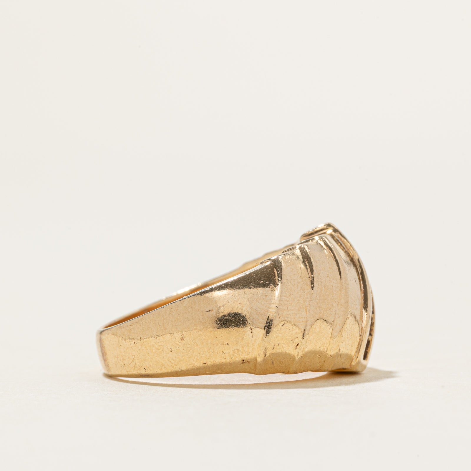 14k Diamond Waterfall Grooved Dome Ring | 0.35ctw | SZ 8