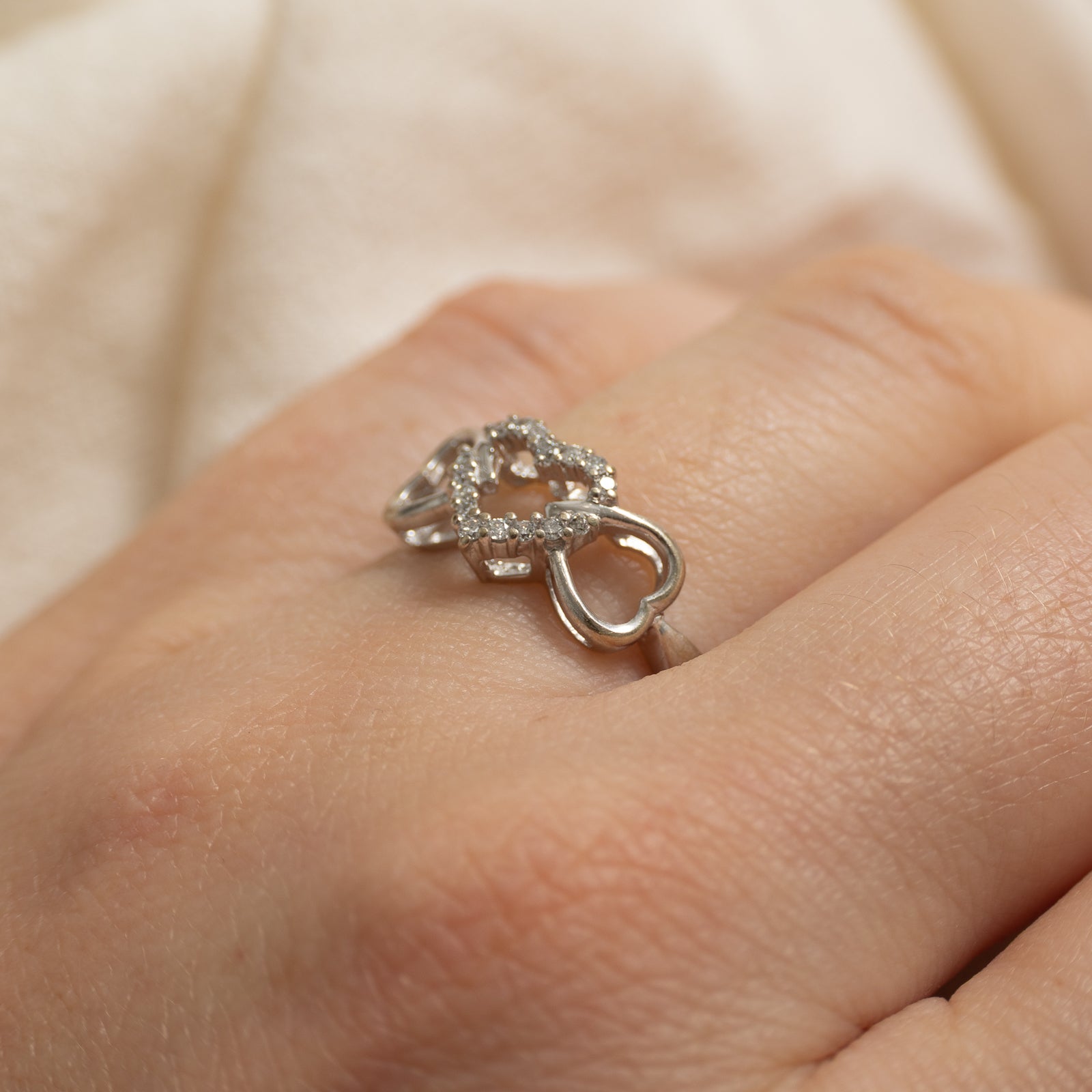 10k Diamond Open Hearts Ring | 0.08ctw | SZ 5.5