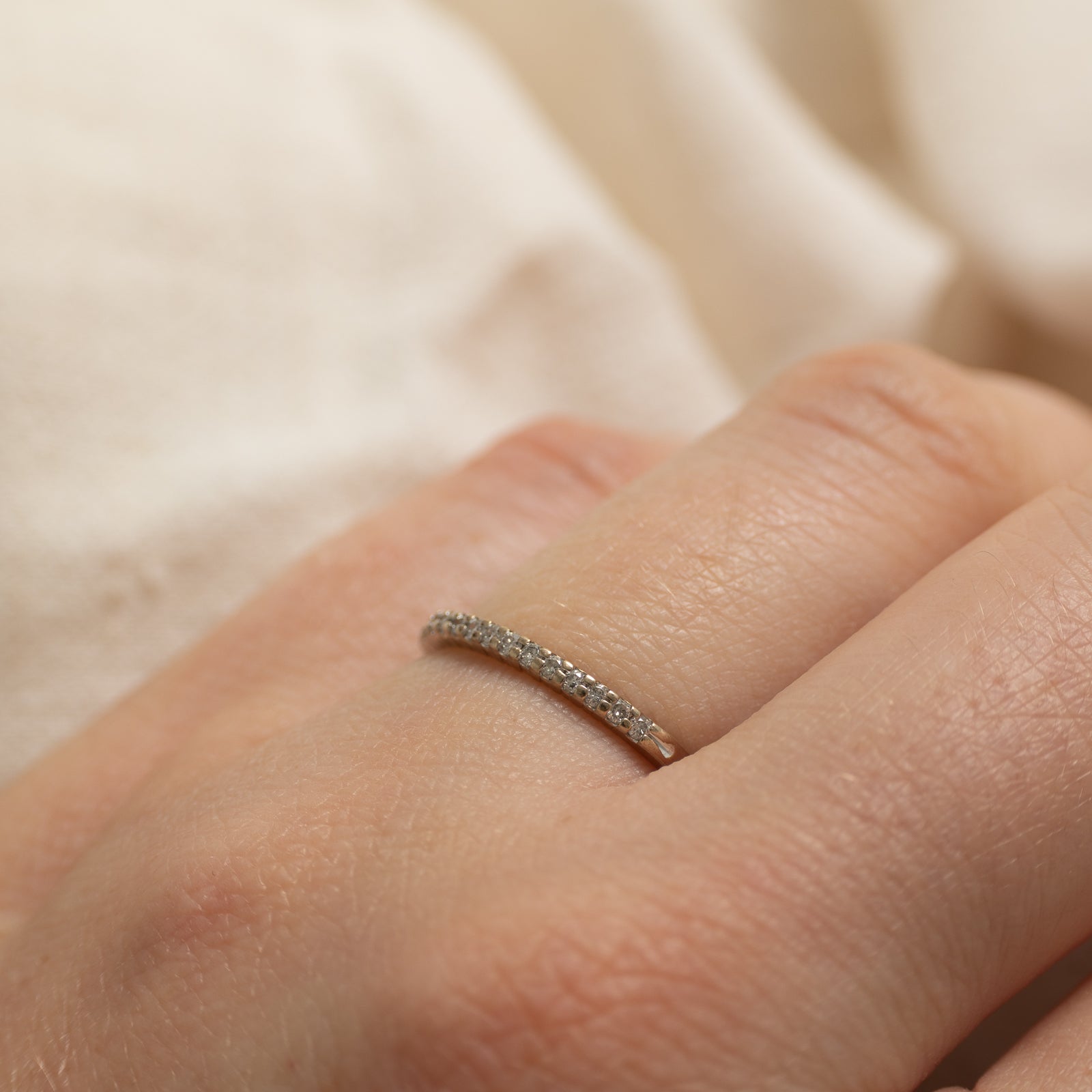 10k Semi Eternity Diamond Thin Band | 0.13ctw | 1.5mm | SZ 5.75