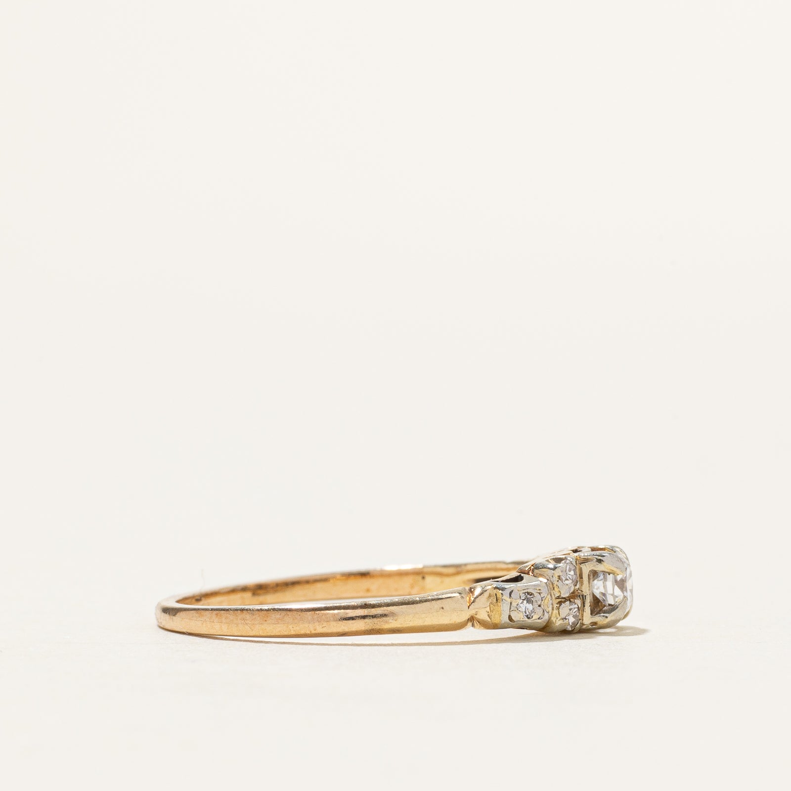 14k Two Tone Vintage Diamond Ring | 0.21ctw | SZ 7.75