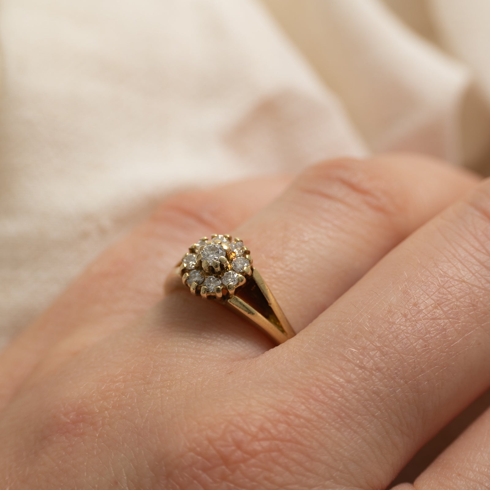 14k Cluster Diamond Split Shank Ring | 0.33ctw | SZ 6.25