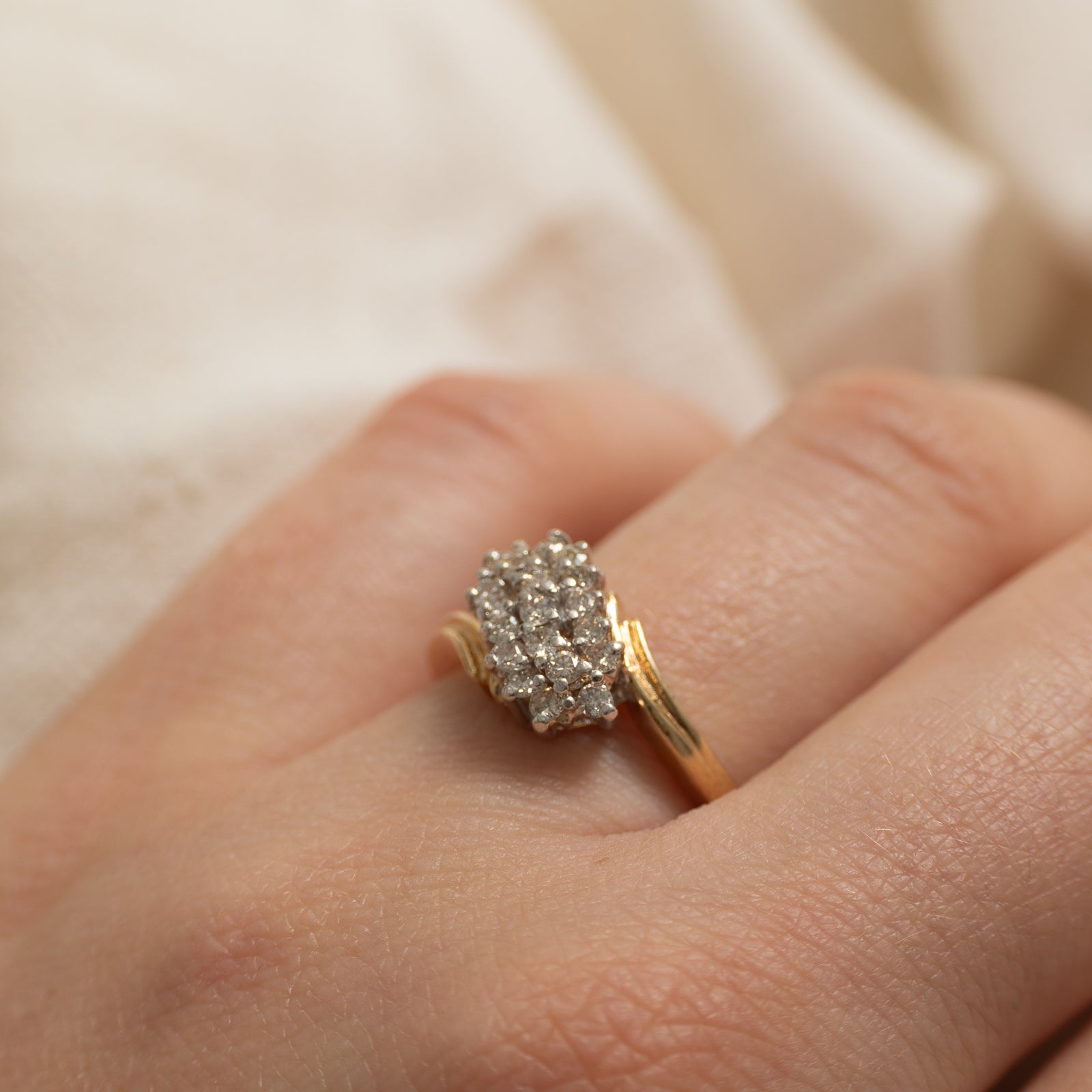 14k Diamond Waterfall Bypass Ring | 0.38ctw | SZ 7
