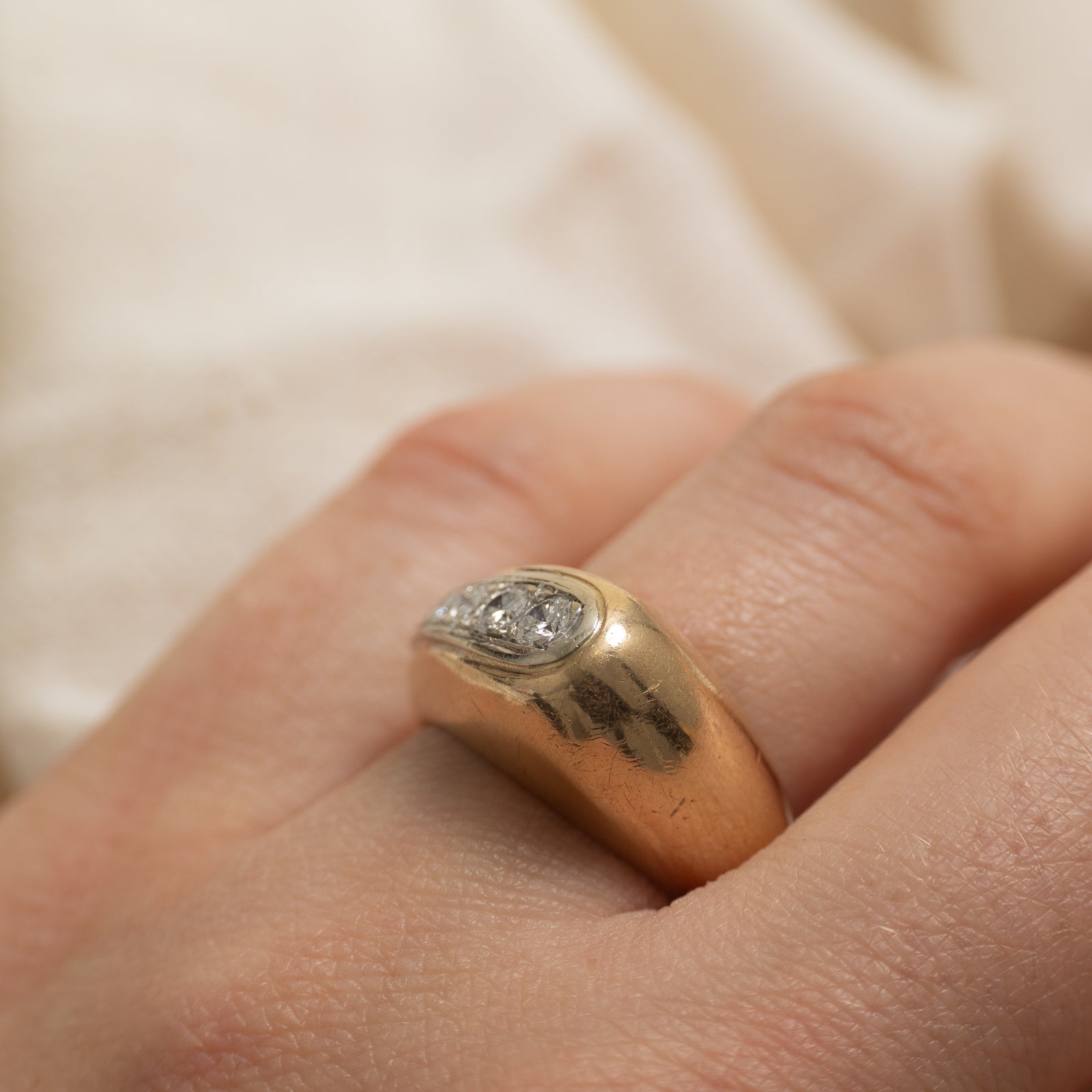 10k Diamond Angled Chunky Ring | 0.40ctw | SZ 7