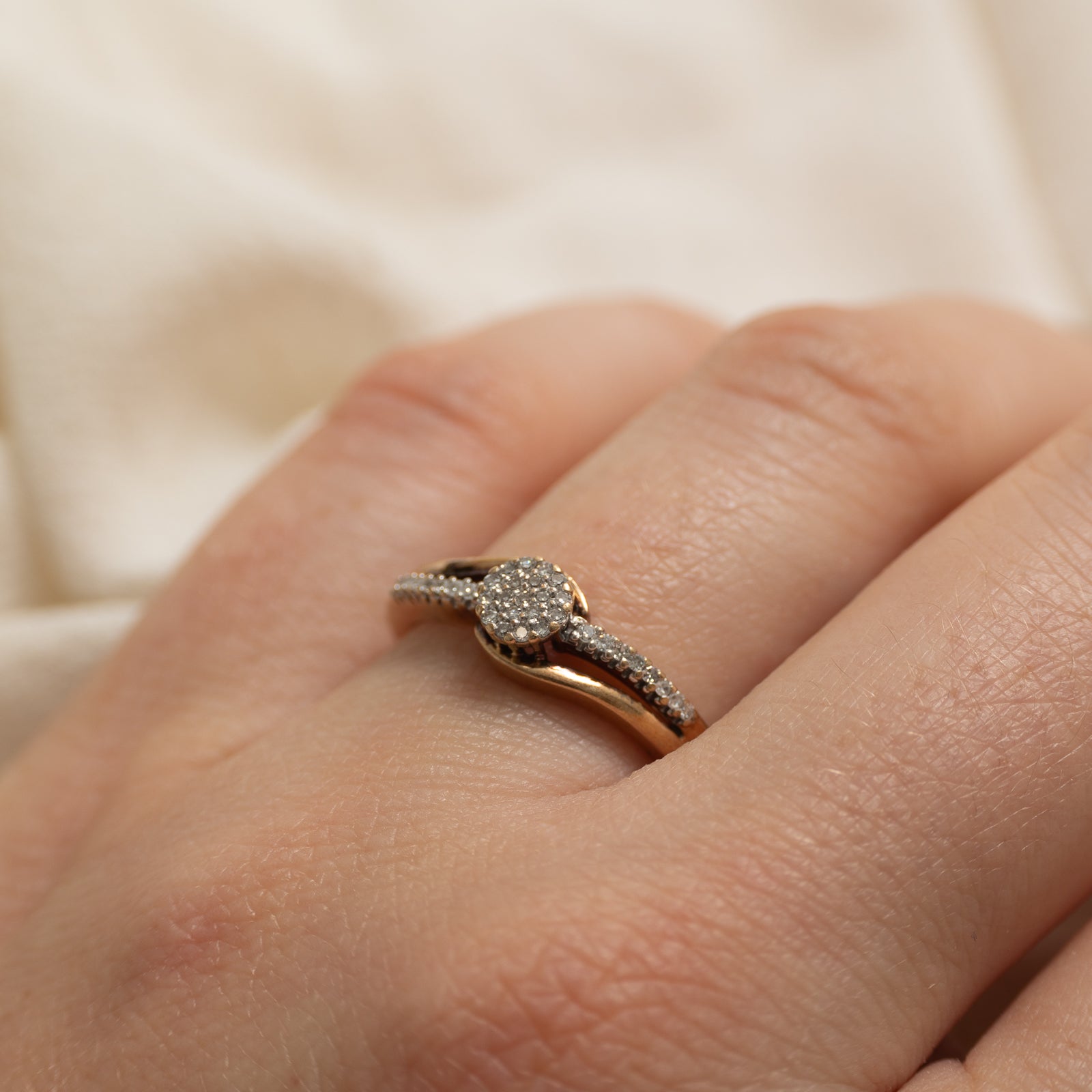 10k Diamond Cluster Bypass Ring | 0.09ctw | SZ 7
