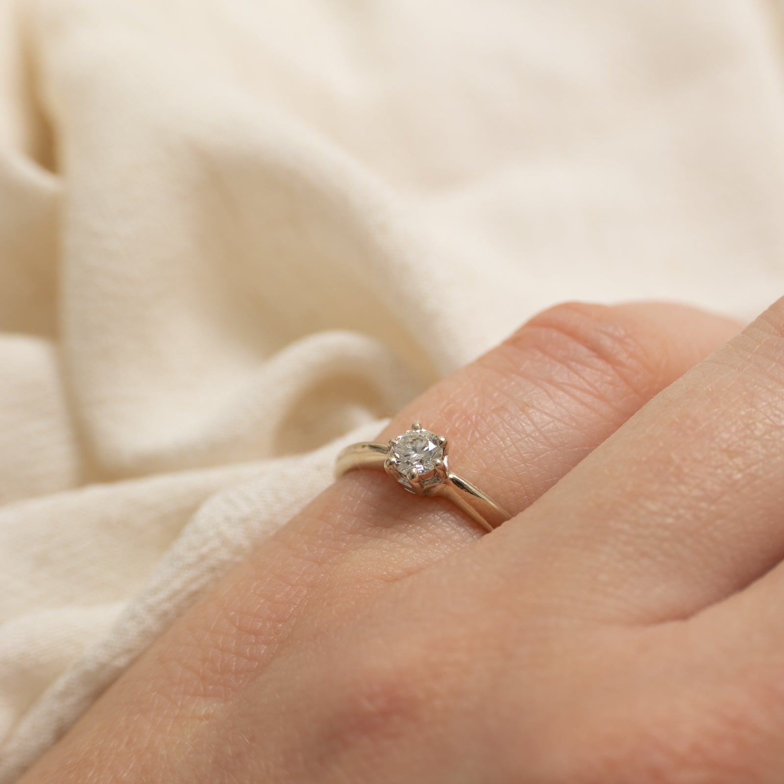 14k Basket Set Solitaire Diamond Ring | 0.24ct | SZ 3.75