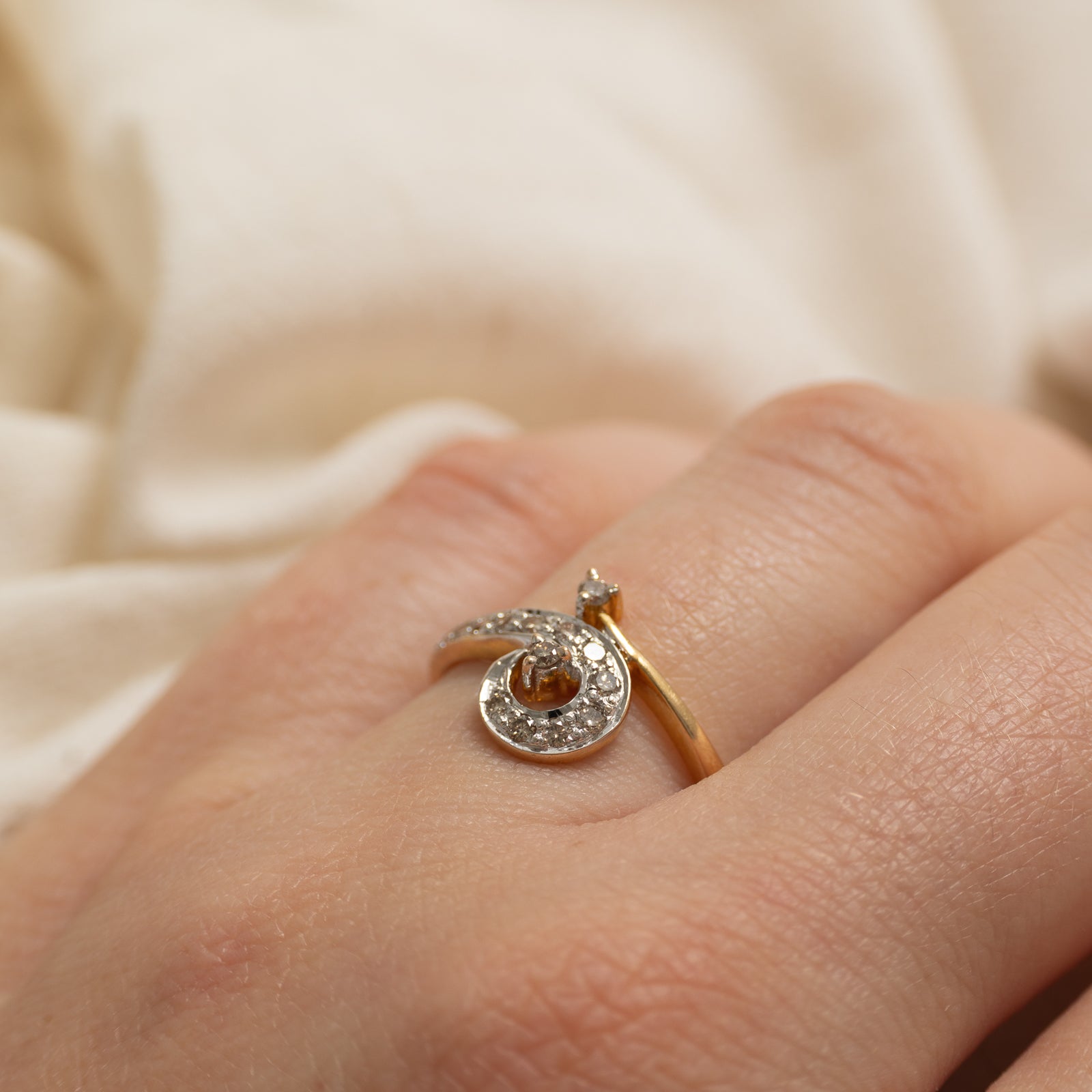 18k Diamond Swirl Bypass Ring | 0.28ctw | SZ 7