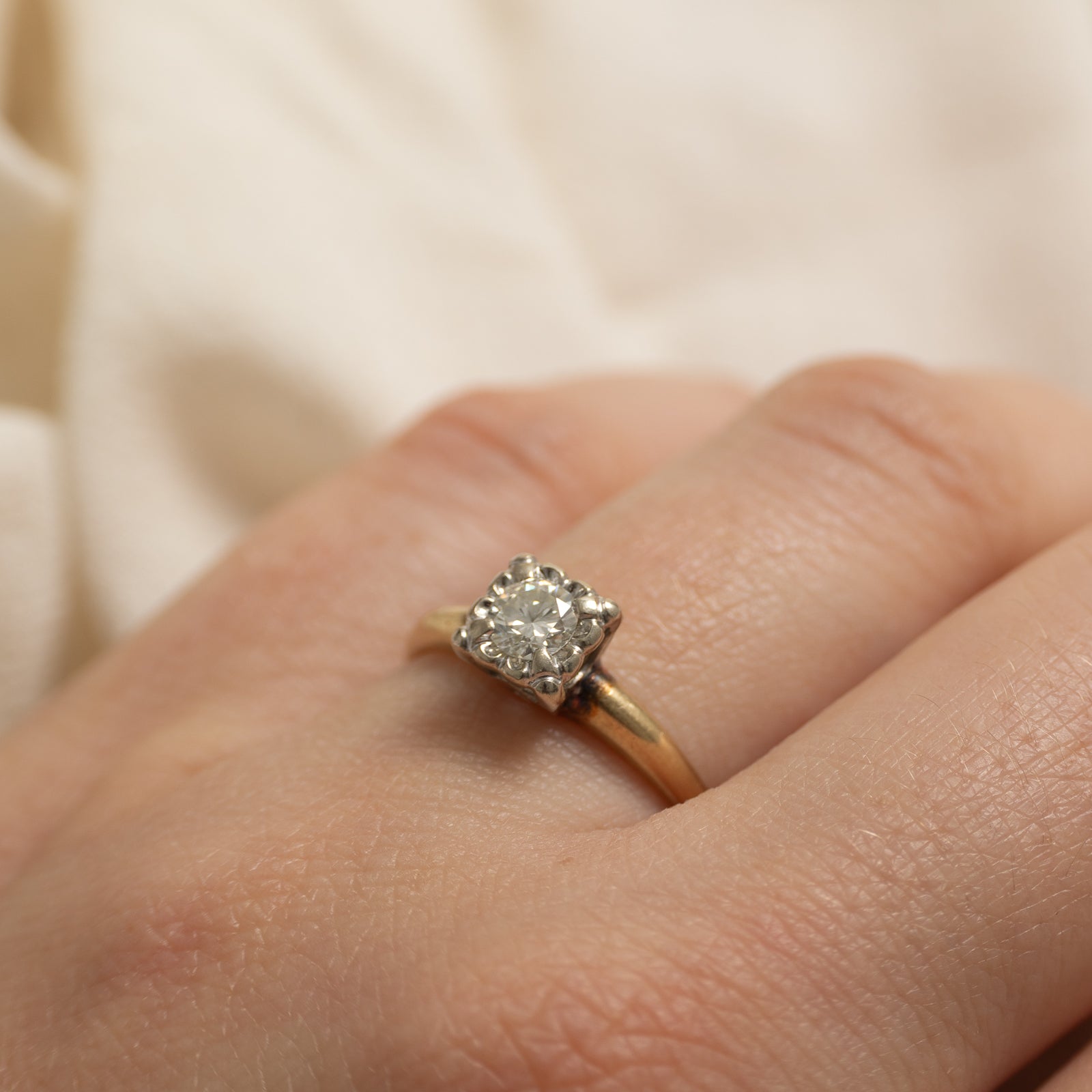 14k Illusion Set Solitaire Diamond Ring | 0.26ct | SZ 6.5