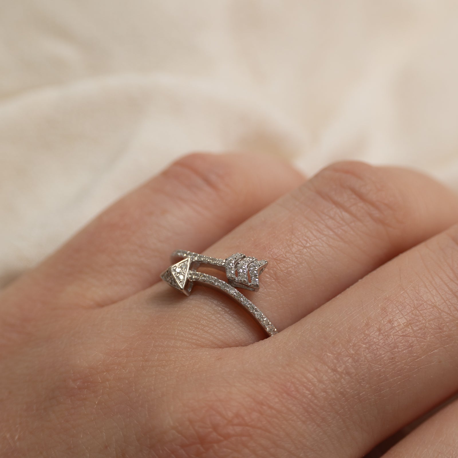 'Effy' 14k Pavé Set Diamond Arrow Bypass Ring | 0.24ctw | SZ 7