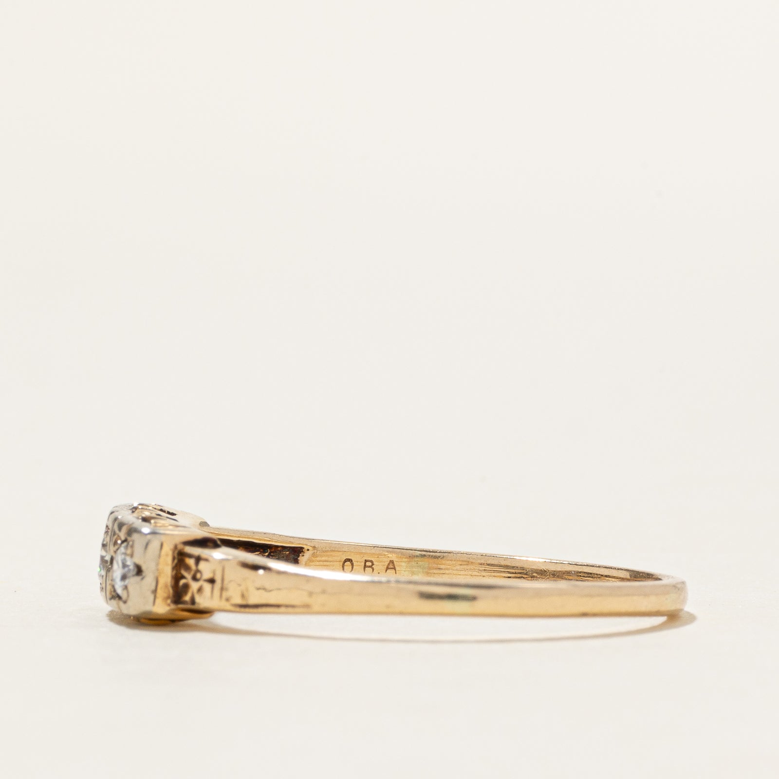 14k Vintage Three Stone Diamond Ring | 0.14ctw | SZ 10.25