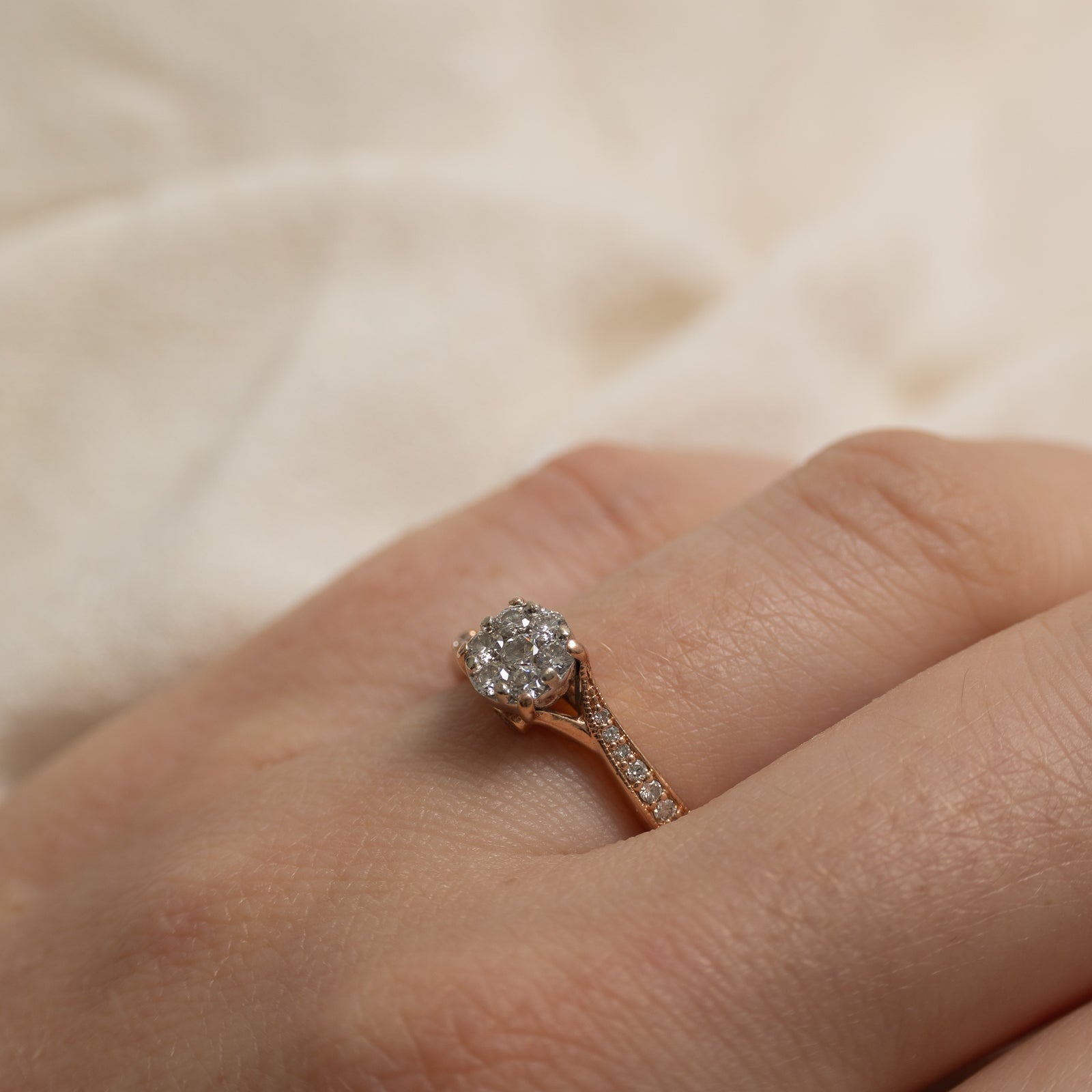 10k Diamond Cluster Bypass Ring | 0.42ctw | SZ 6