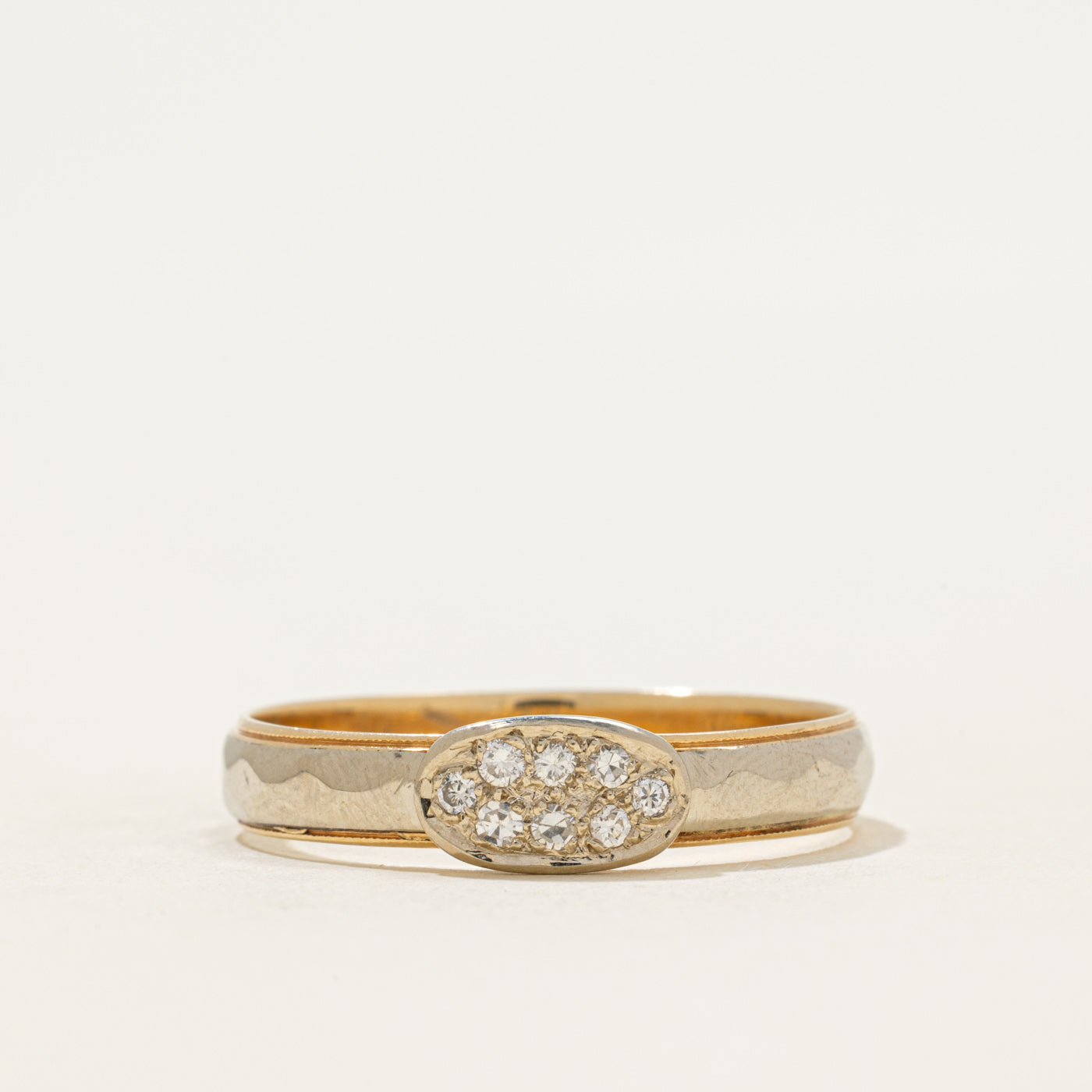Pave Set Diamond Cluster Textured Ring | 0.18ctw | SZ 14.5