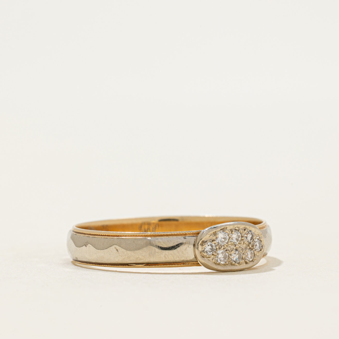 Pave Set Diamond Cluster Textured Ring | 0.18ctw | SZ 14.5