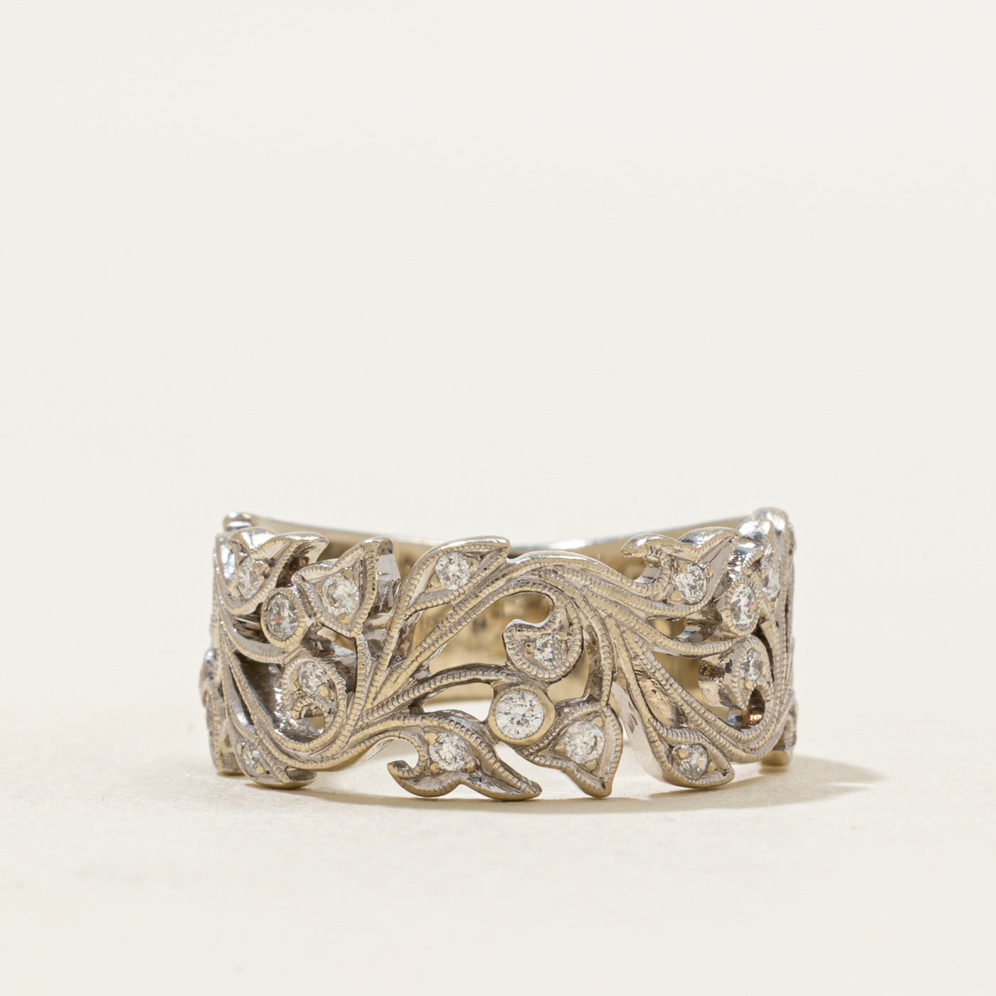 Diamond Floral Scrollwork Ring | 0.16ctw | SZ 4.25